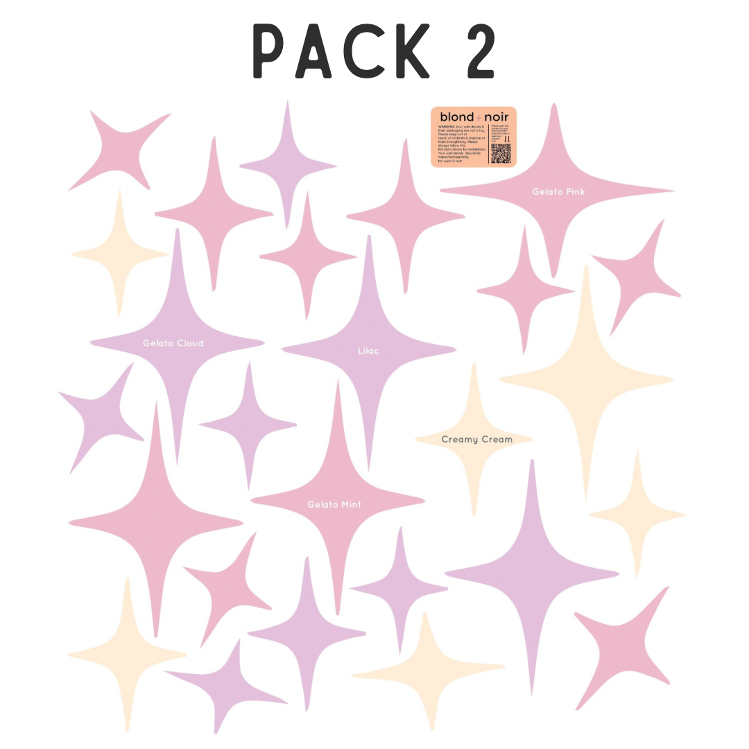 Sparkle Star Wall Decals - choose your colours
