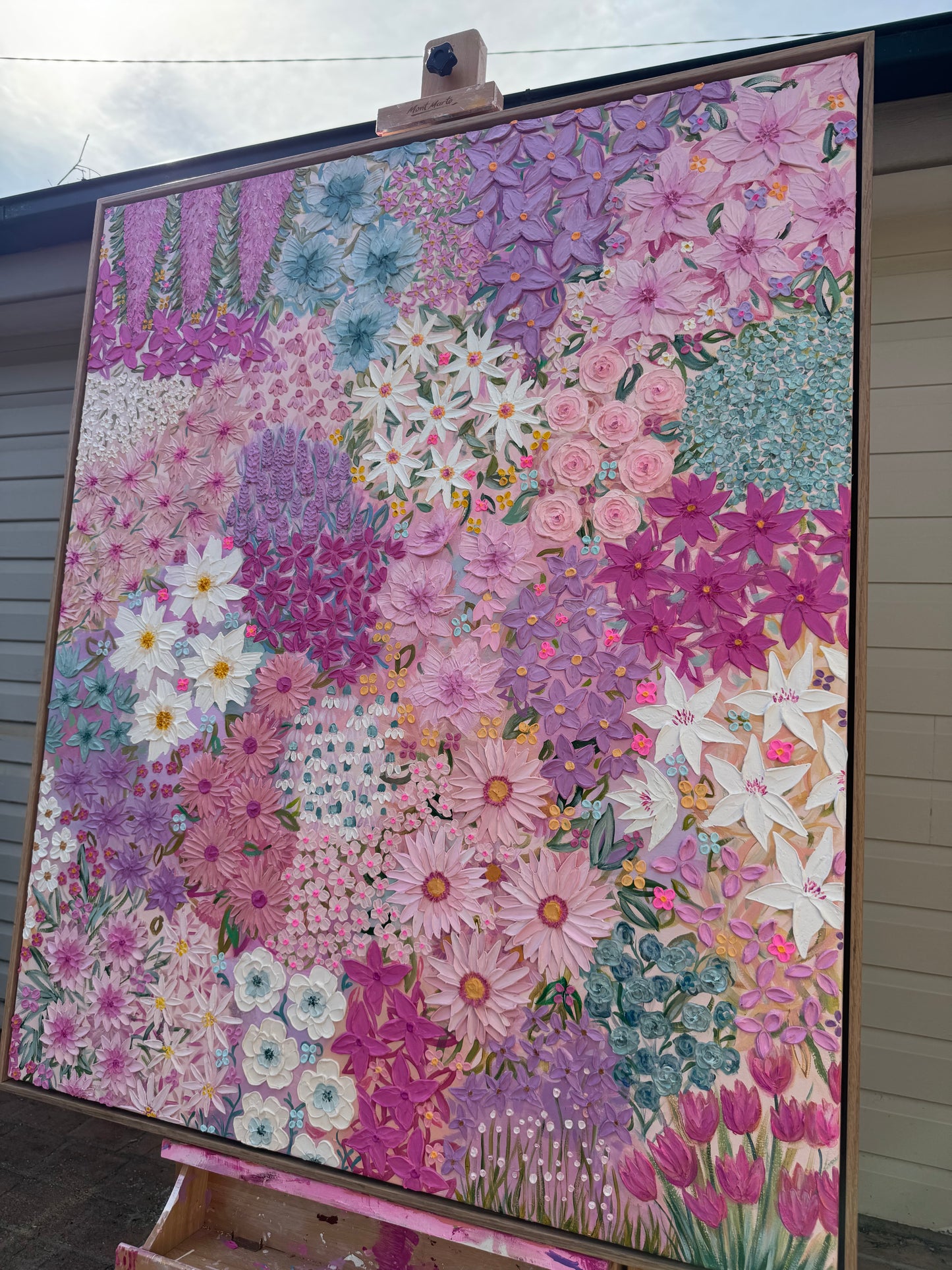 ‘Baby Steps’- Textured floral art on canvas