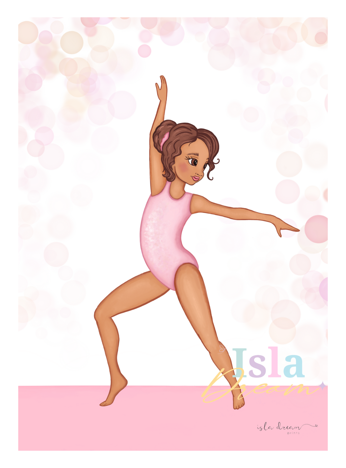Gymnastics girls and quote print- pink