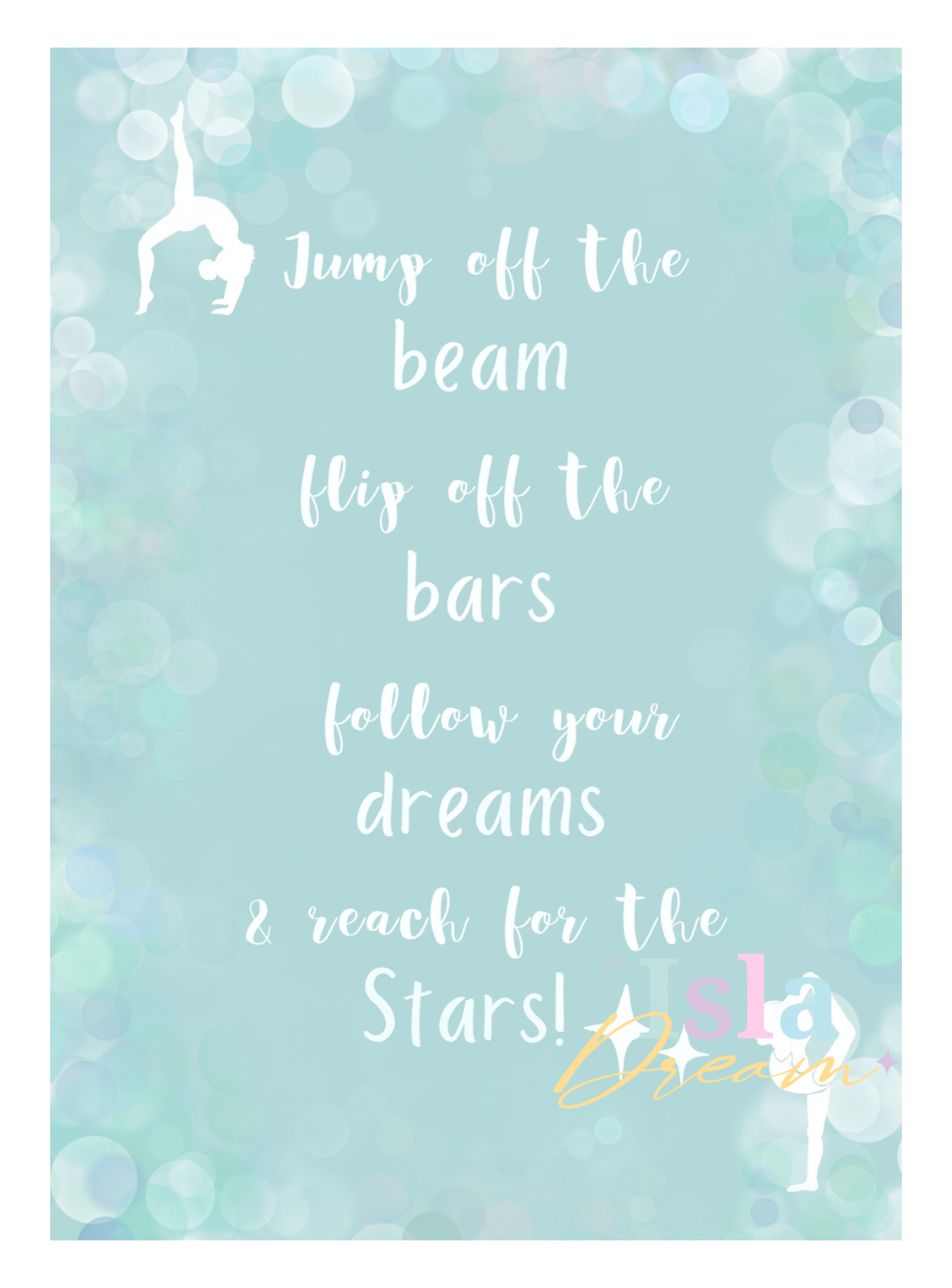 Gymnastics girls and quote print- turquoise