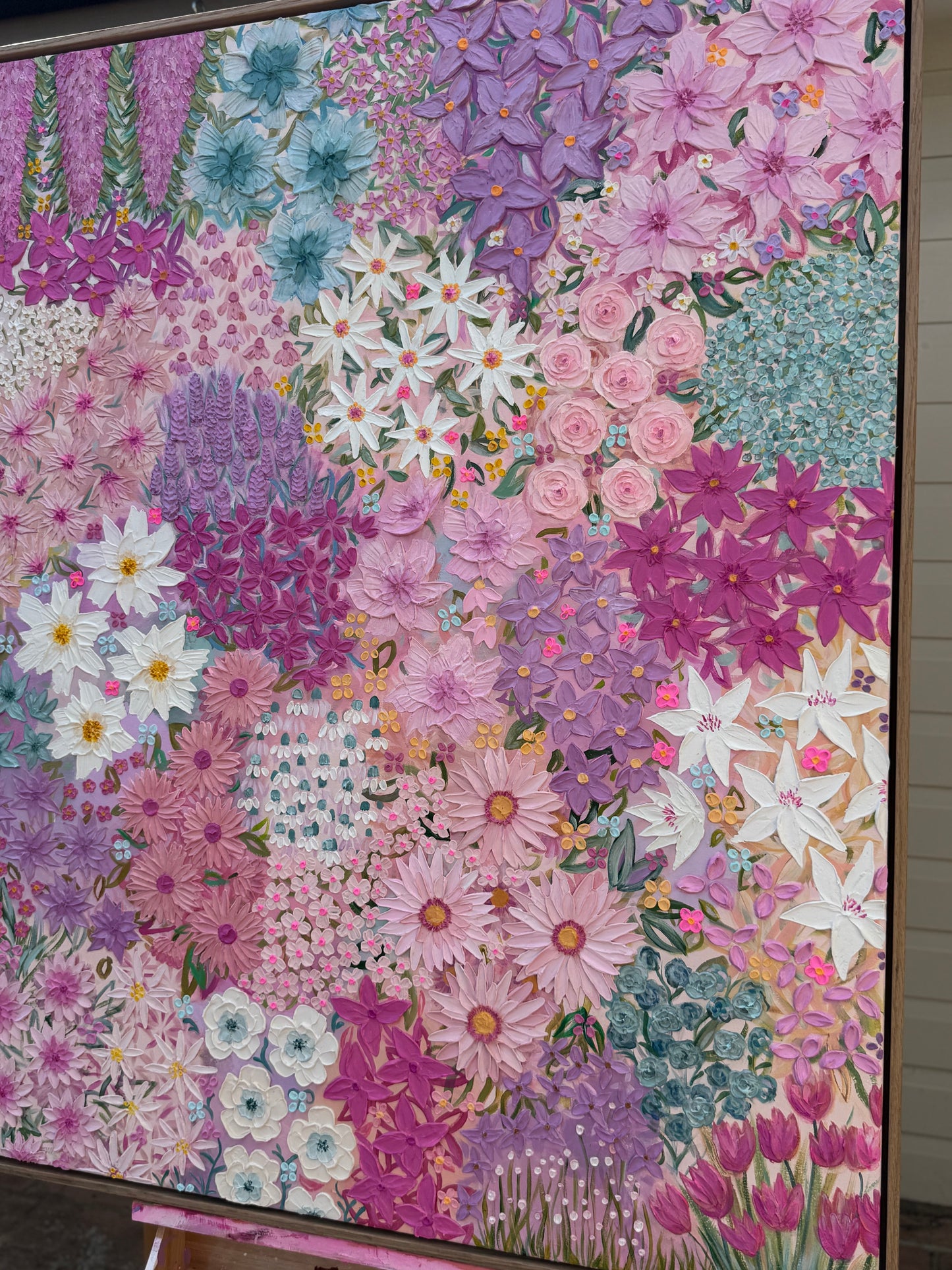 ‘Baby Steps’- Textured floral art on canvas