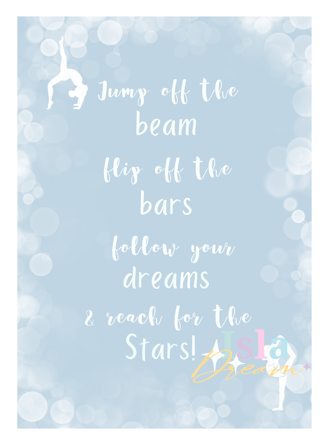 Gymnastics girls and quote print- blue