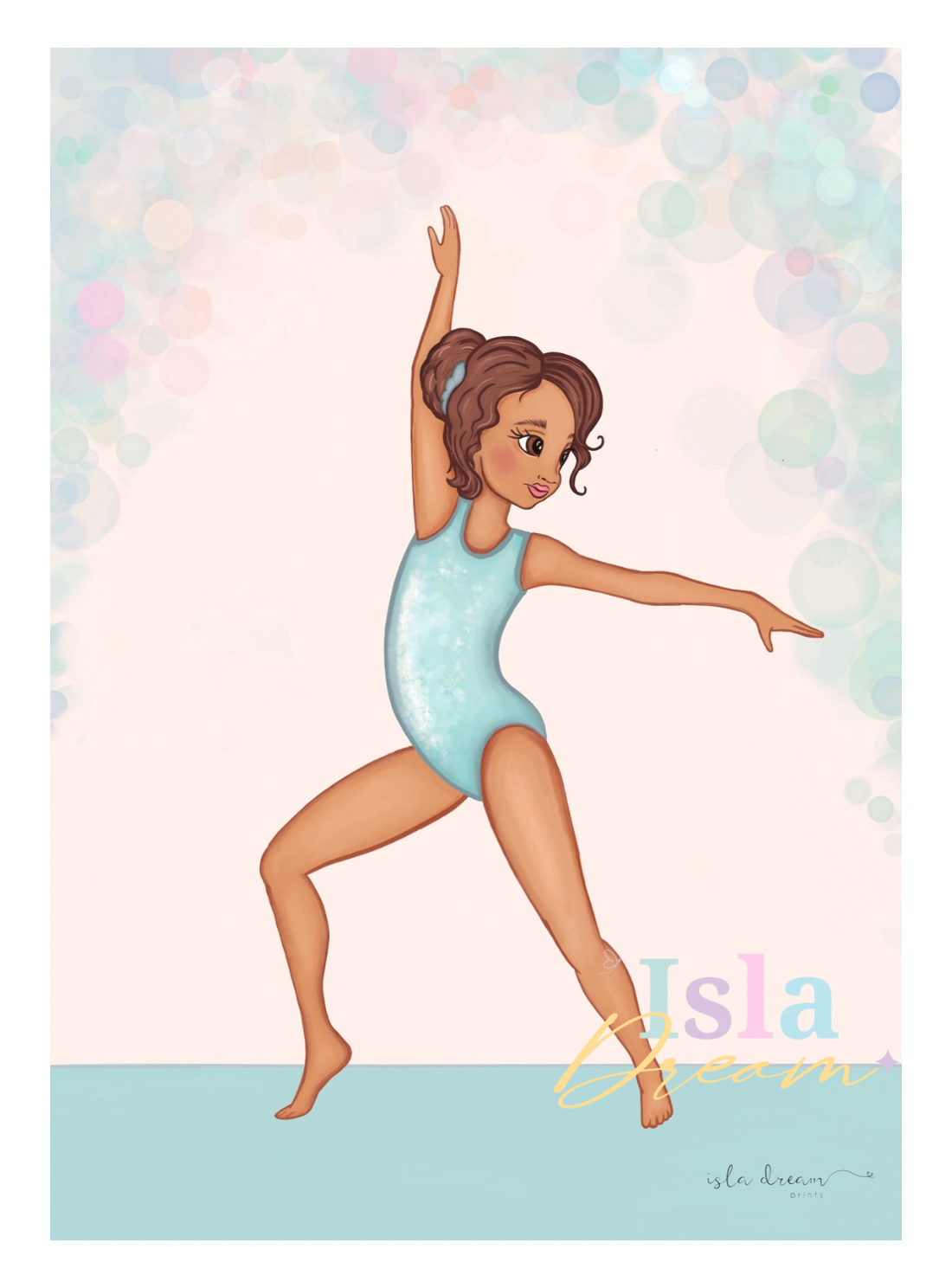 Gymnastics girls and quote print- turquoise