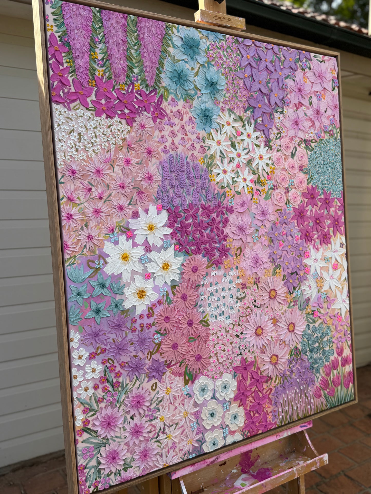 ‘Baby Steps’- Textured floral art on canvas