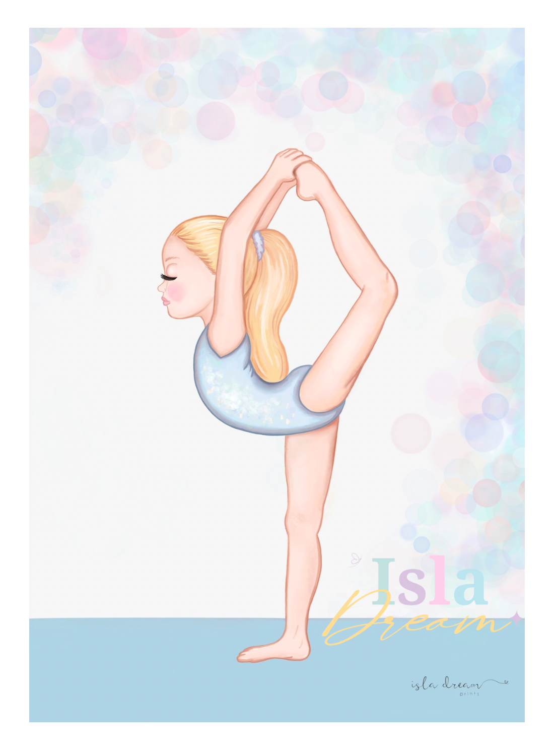 Gymnastics girls and quote print- blue