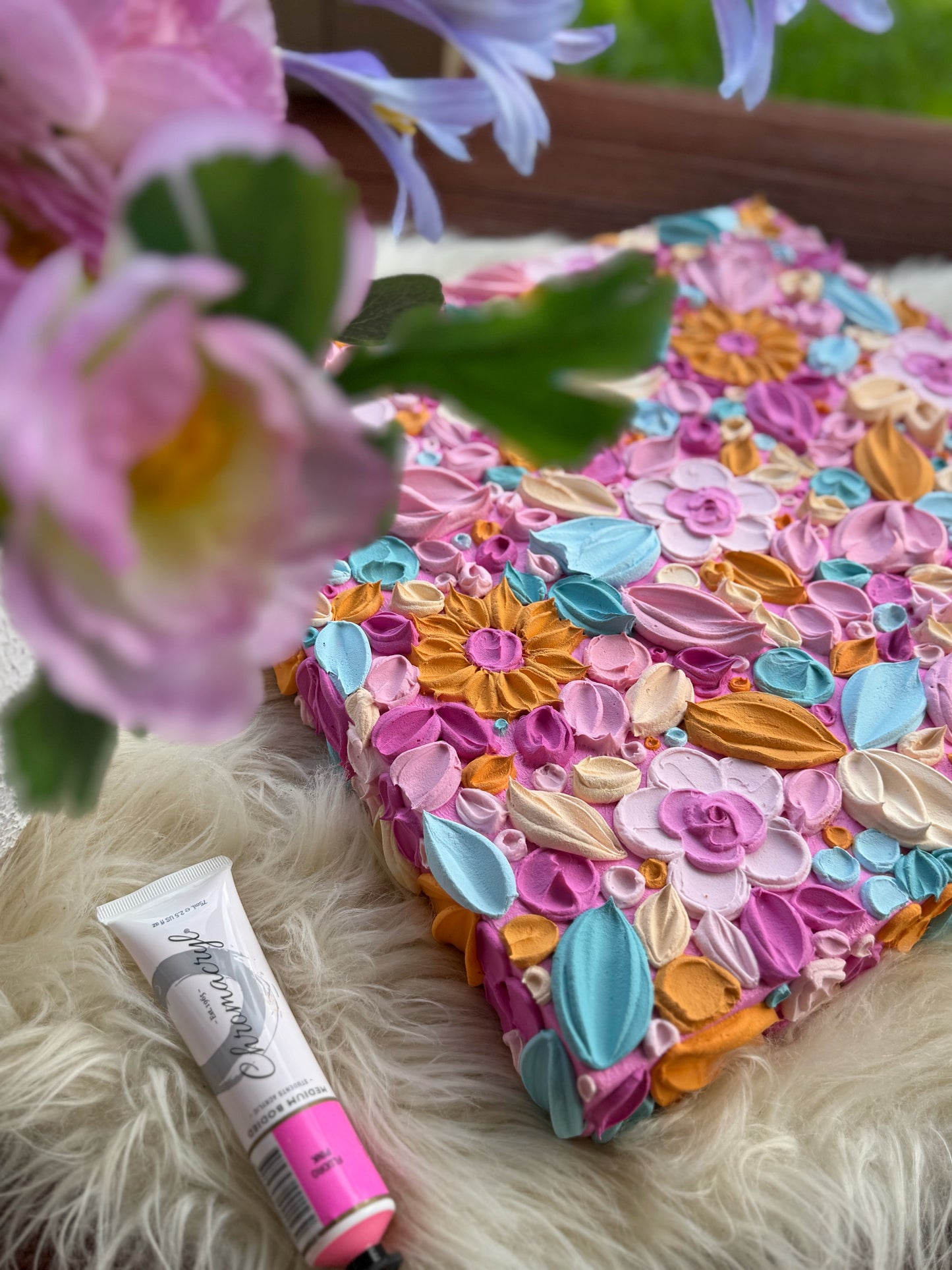 ‘Petal Parade’ - Textured floral art on canvas