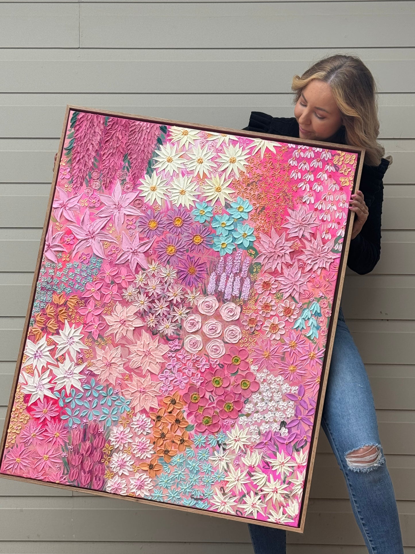 ‘Blossom Boulevard’- Textured floral art on canvas