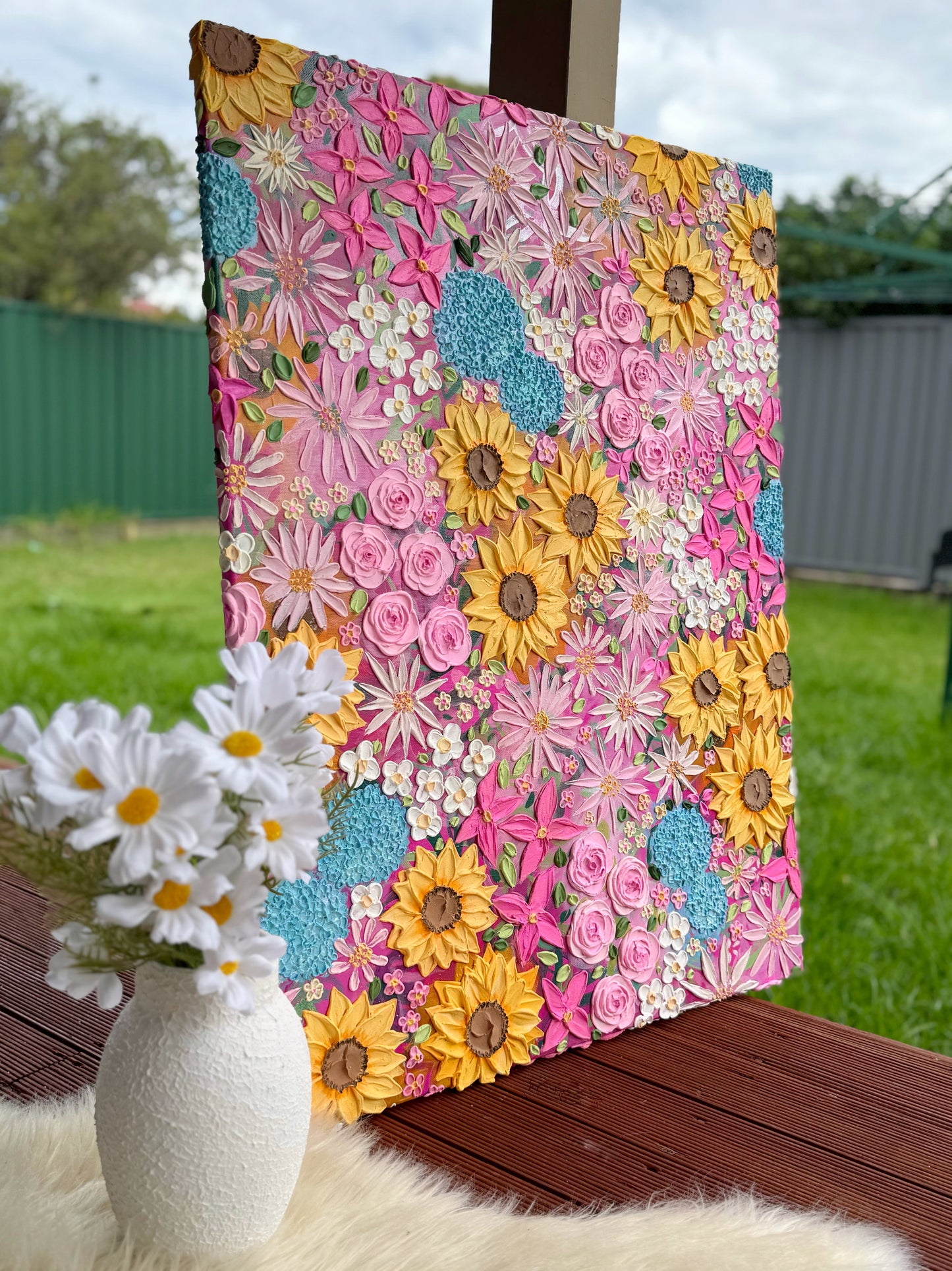 ‘Wild Child’ - Textured floral art on canvas