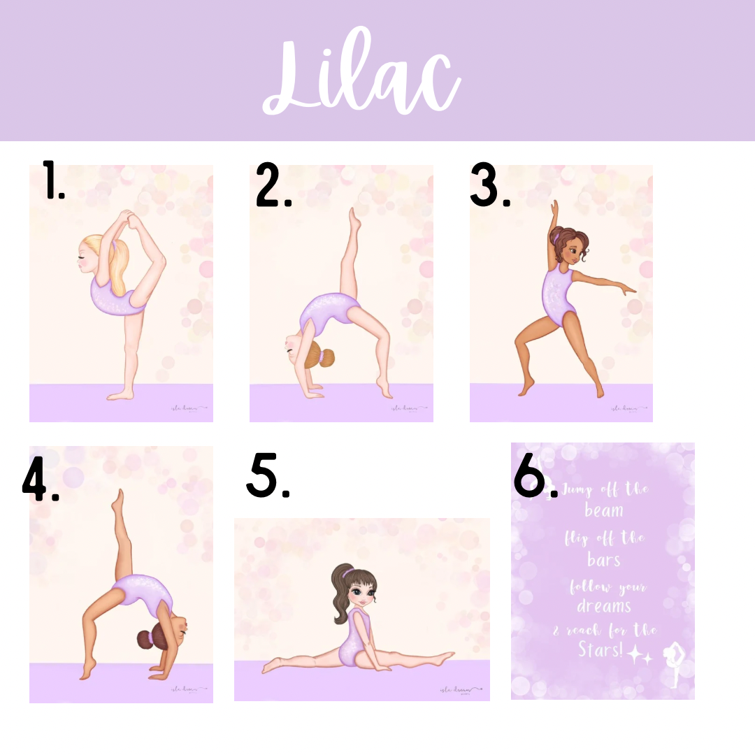 Gymnastics girls and quote print- Lilac