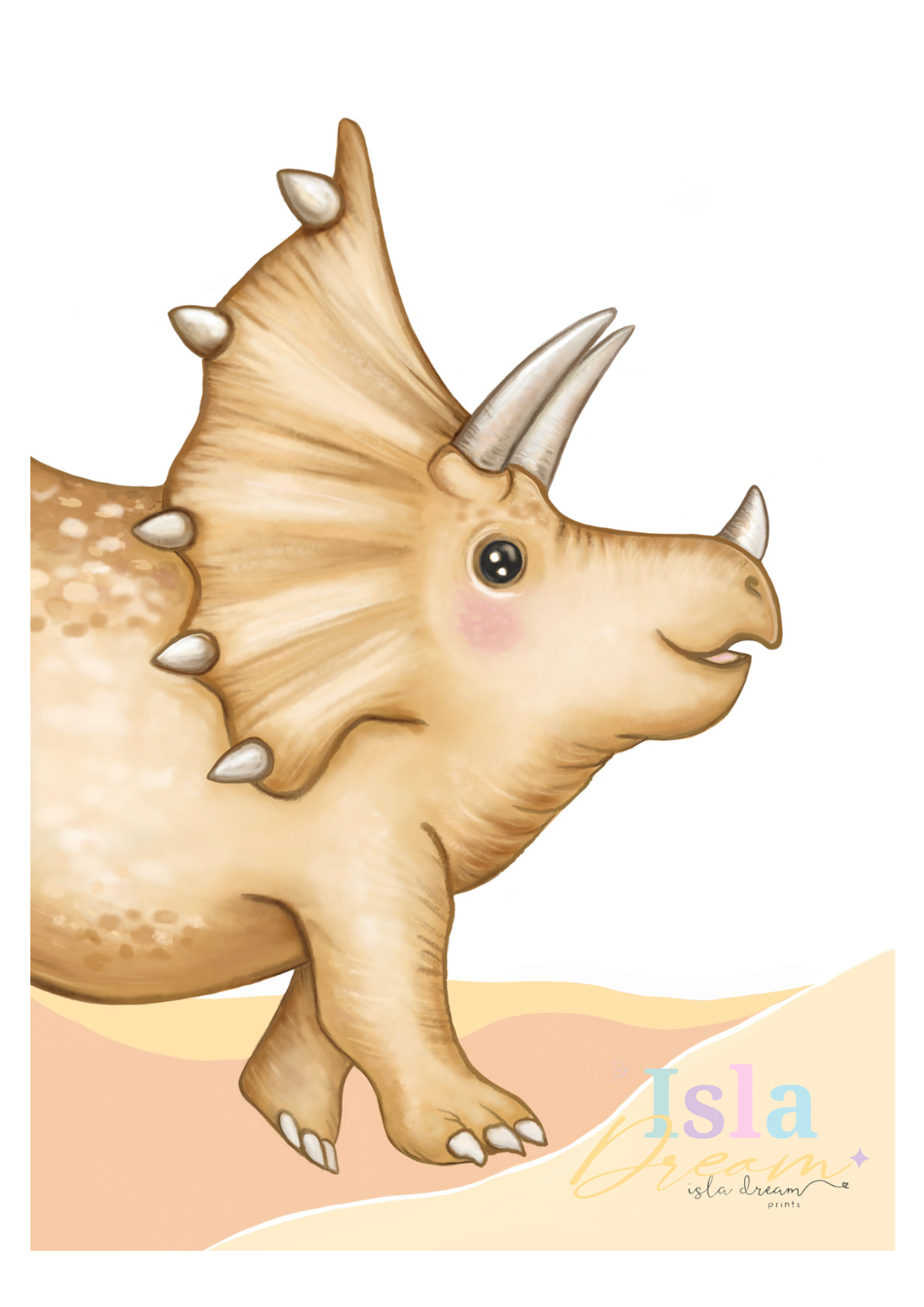 Teddy the Triceratops Dinosaur Print