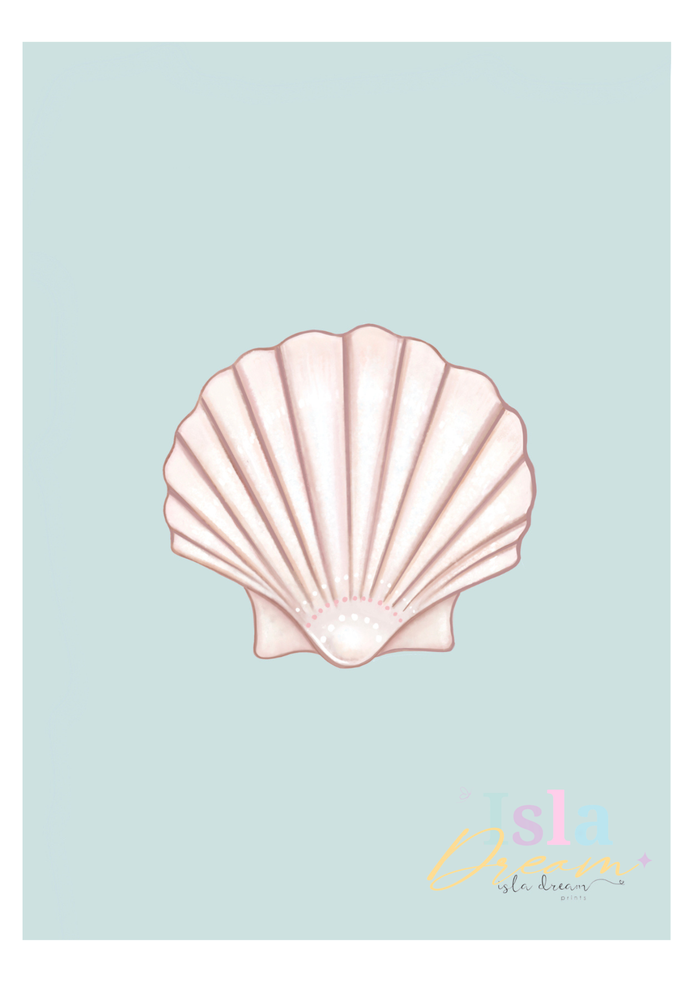 Mermaid Shell Print - Pink & Mint
