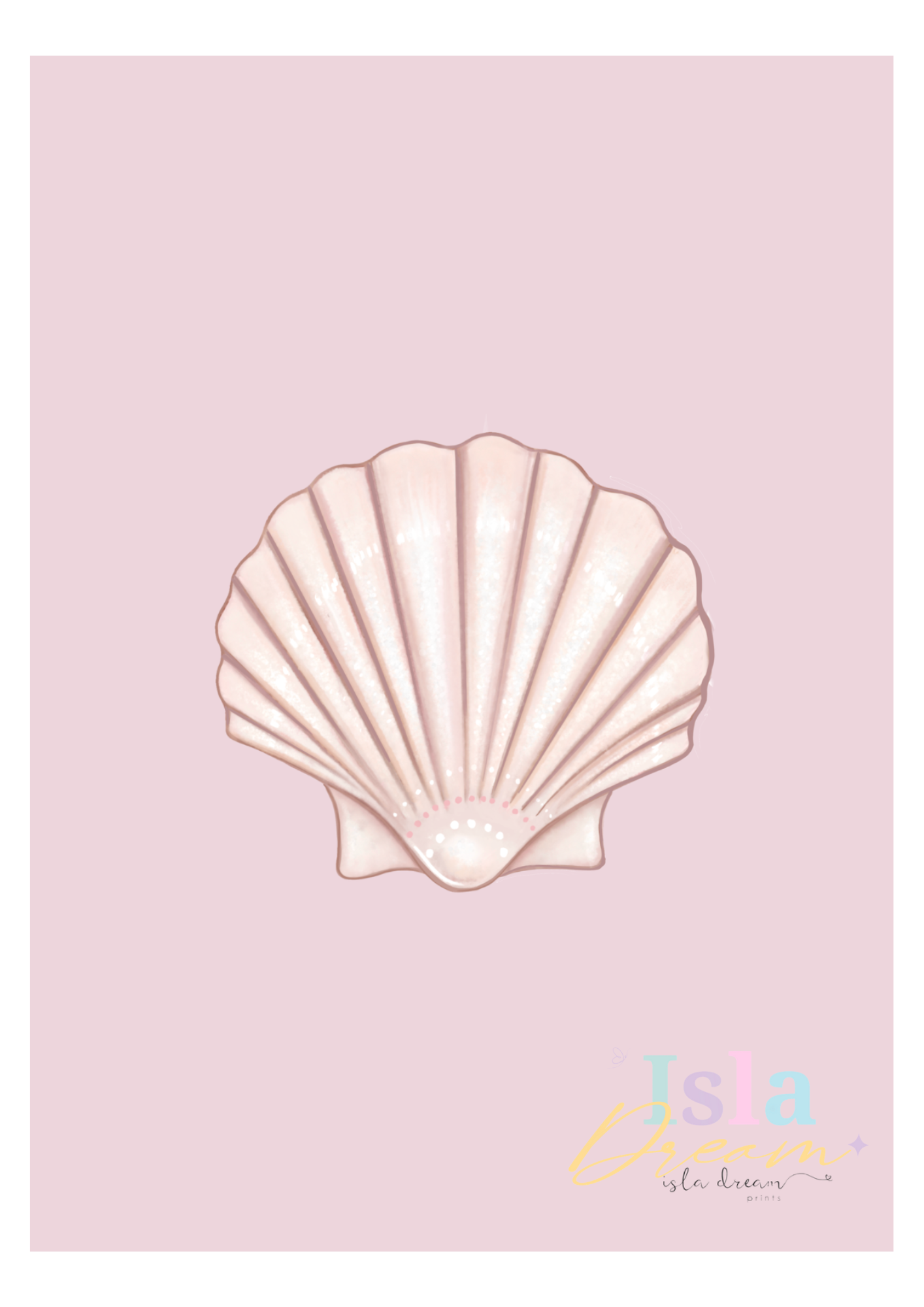 Mermaid Shell Print - Pink & Mint