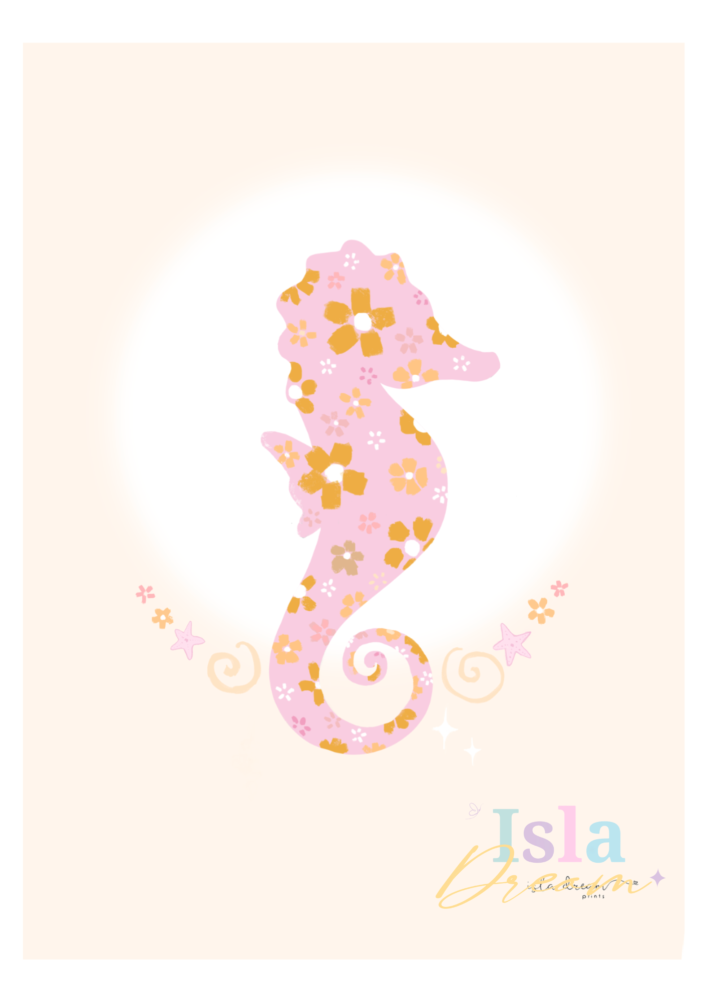 Floral Seahorse Print