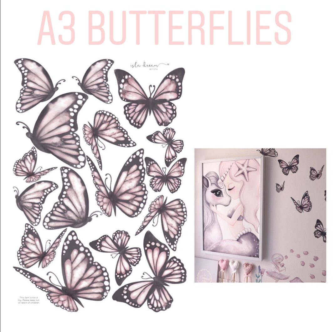 Butterflies ‘the originals.’ Fabric Wall Decals A3 - Isla Dream Prints