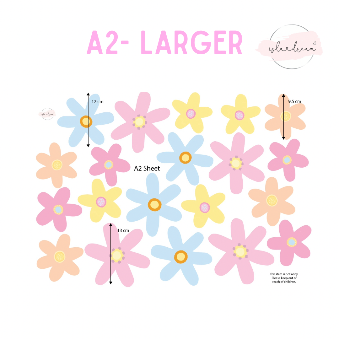 Spring Fling Pastel Flower Wall Decals - A3 & A2