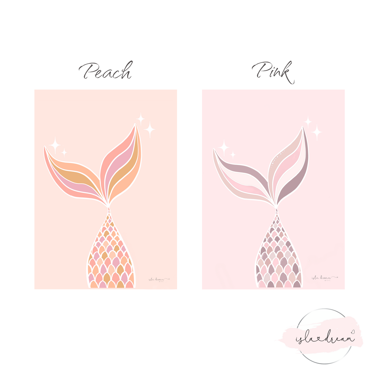 Boho Mermaid Tail Print - Peach & Pink