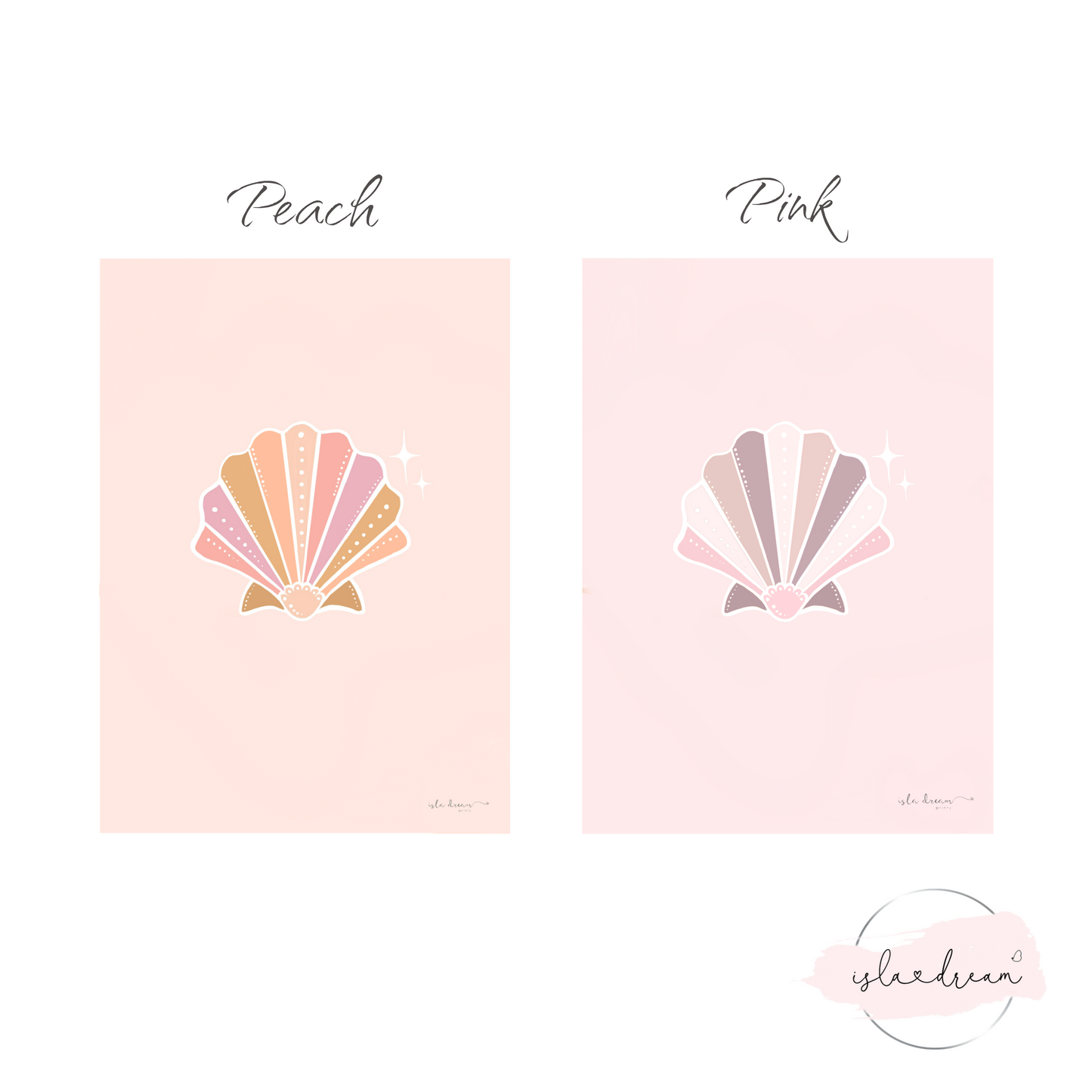Boho Clam Shell Print - Peach & Pink