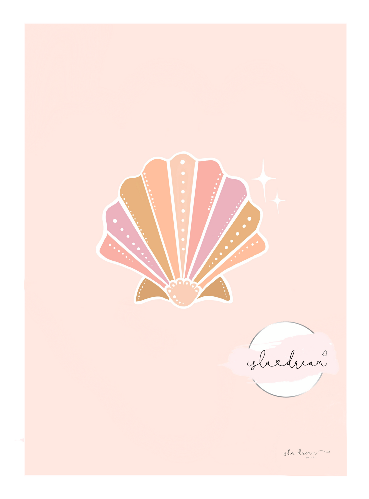 Boho Clam Shell Print - Peach & Pink