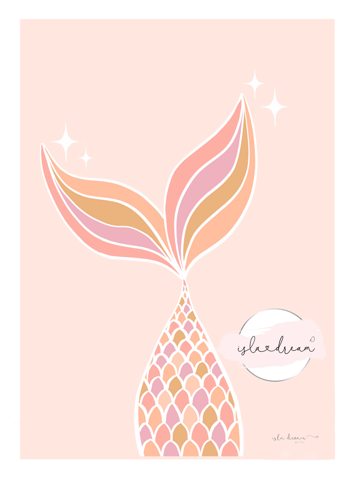 Boho Mermaid Tail Print - Peach & Pink