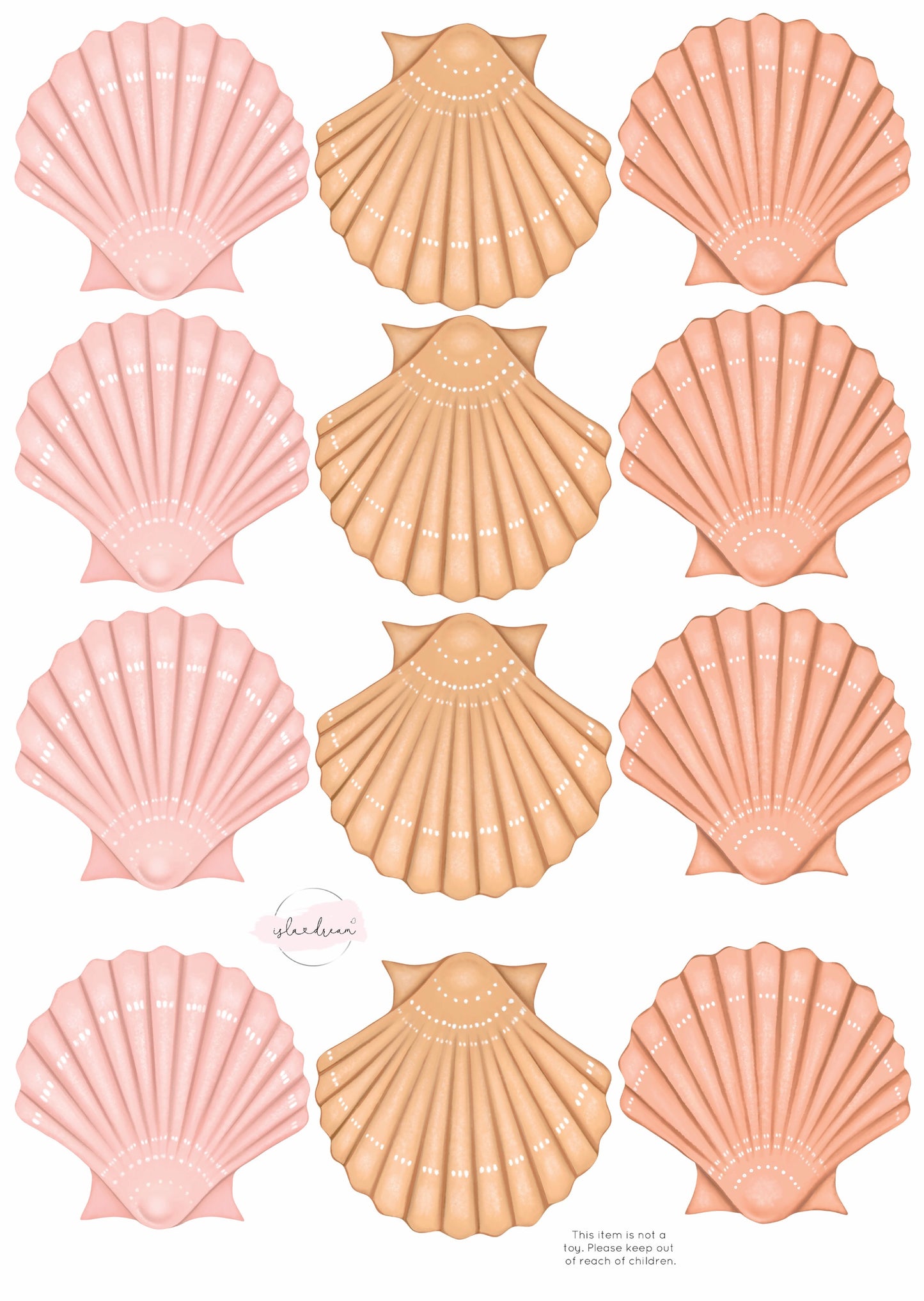 Sea Shell- Fabric Wall Decals A3 (multiple colours available) - Isla Dream Prints