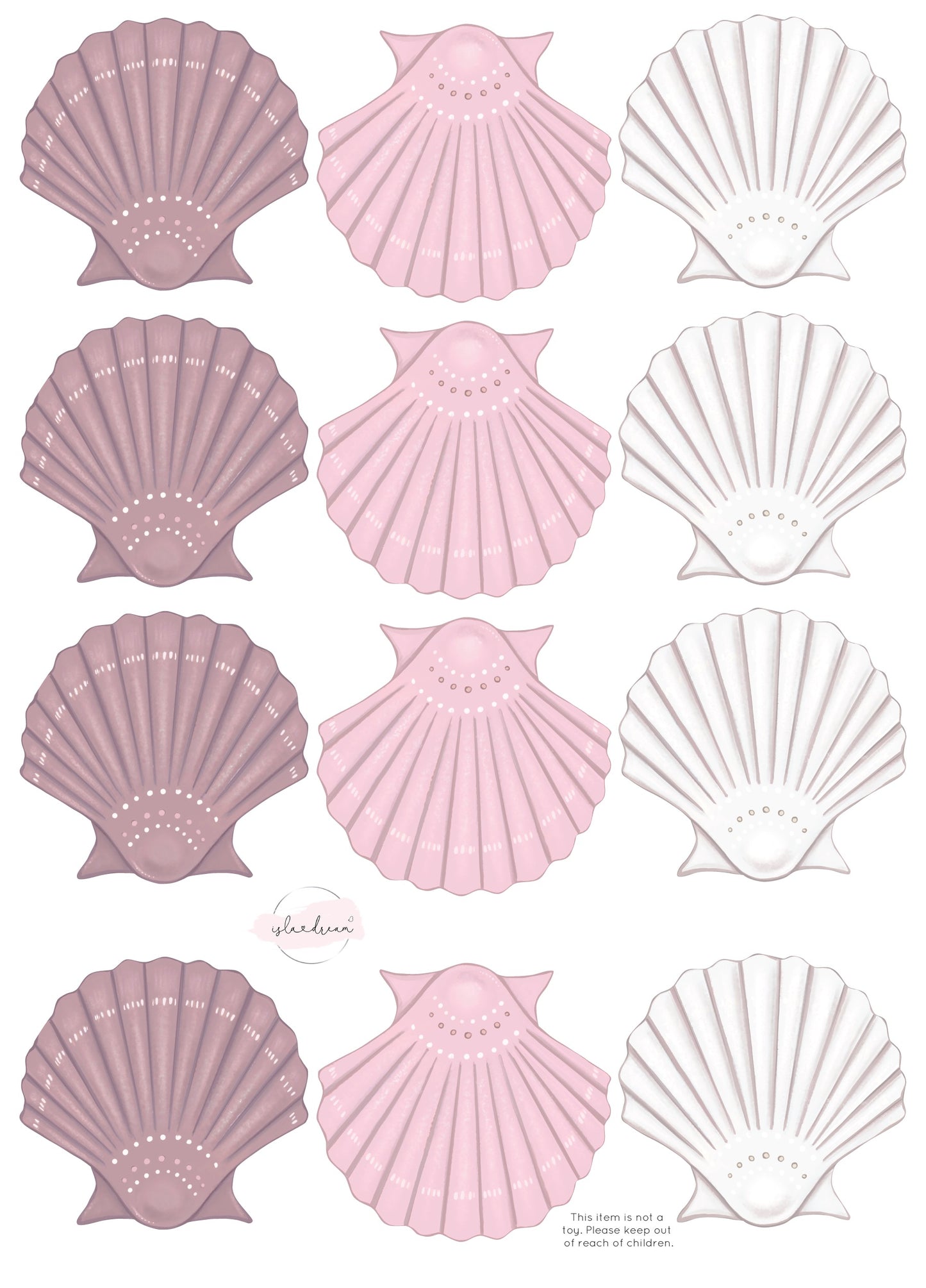 Sea Shell- Fabric Wall Decals A3 (multiple colours available) - Isla Dream Prints