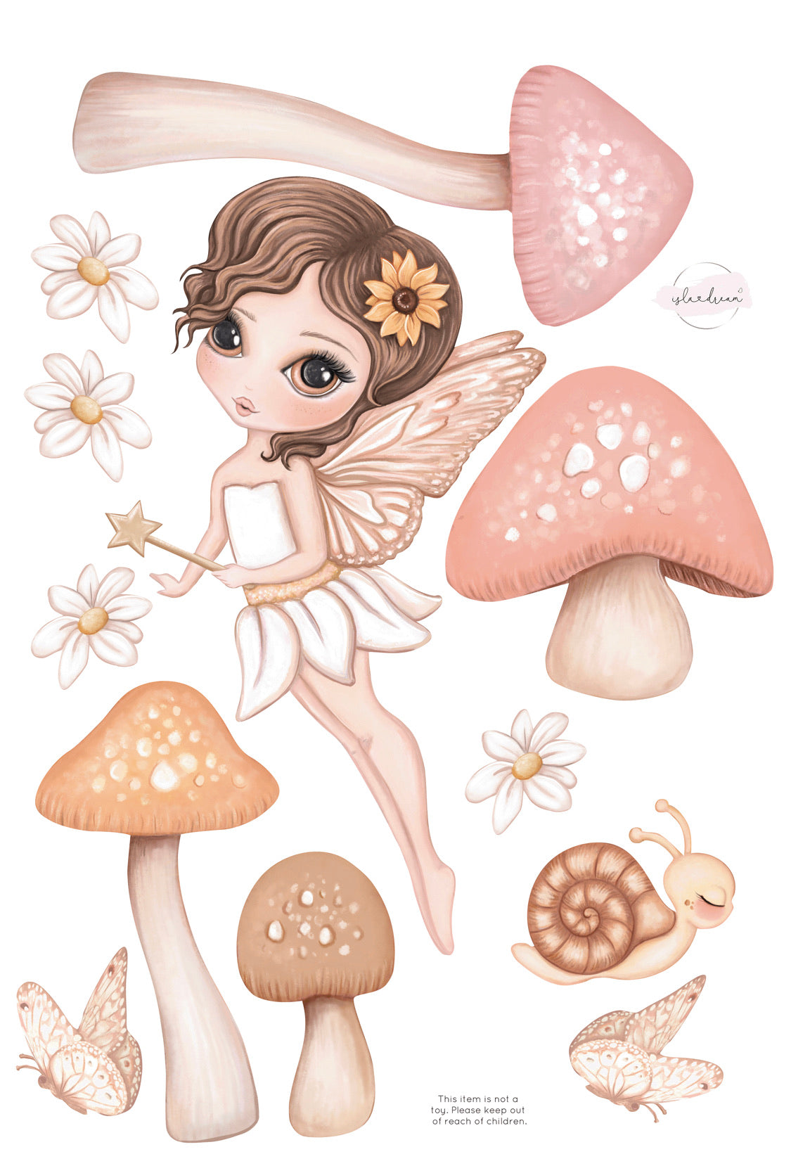 ‘Hazel fairy’ Fabric Wall Decals A3 - Isla Dream Prints