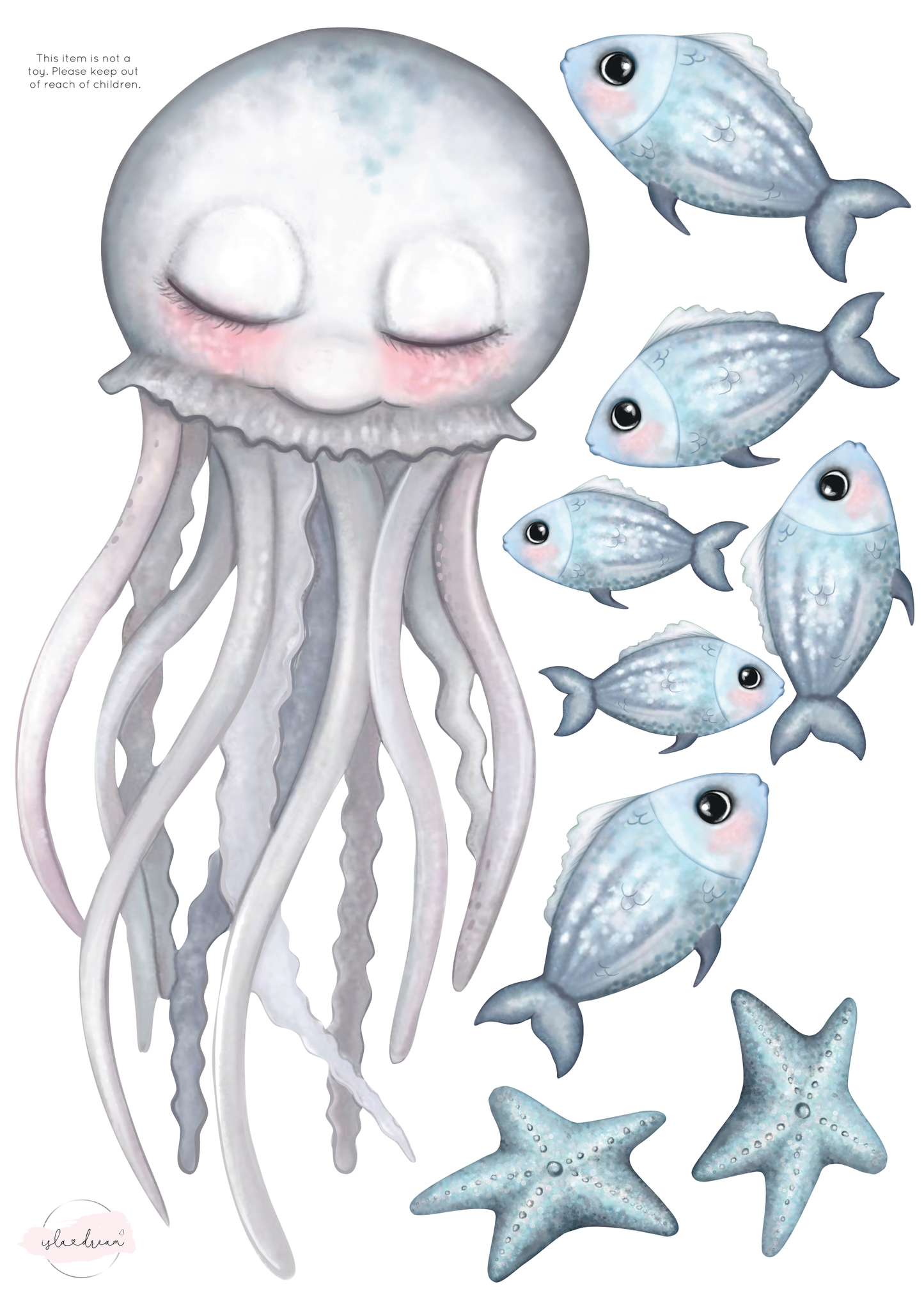 Sea Creatures - Fabric Wall Decals various sizes - Isla Dream Prints
