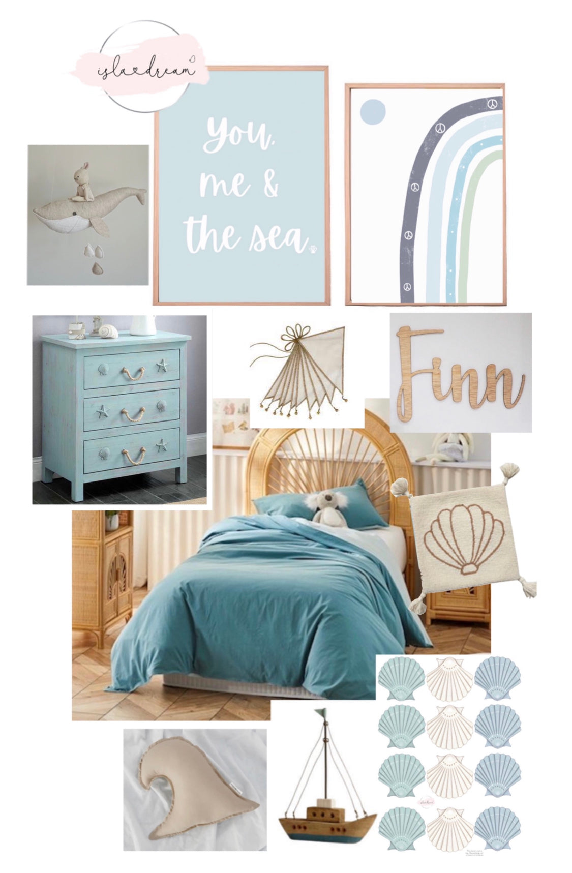 You, Me & the Sea Quote Print