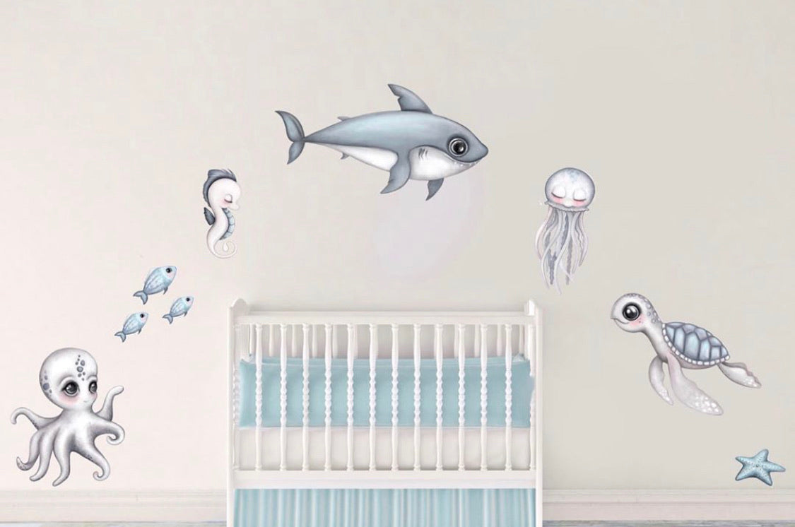 Sea Creatures - Fabric Wall Decals various sizes - Isla Dream Prints