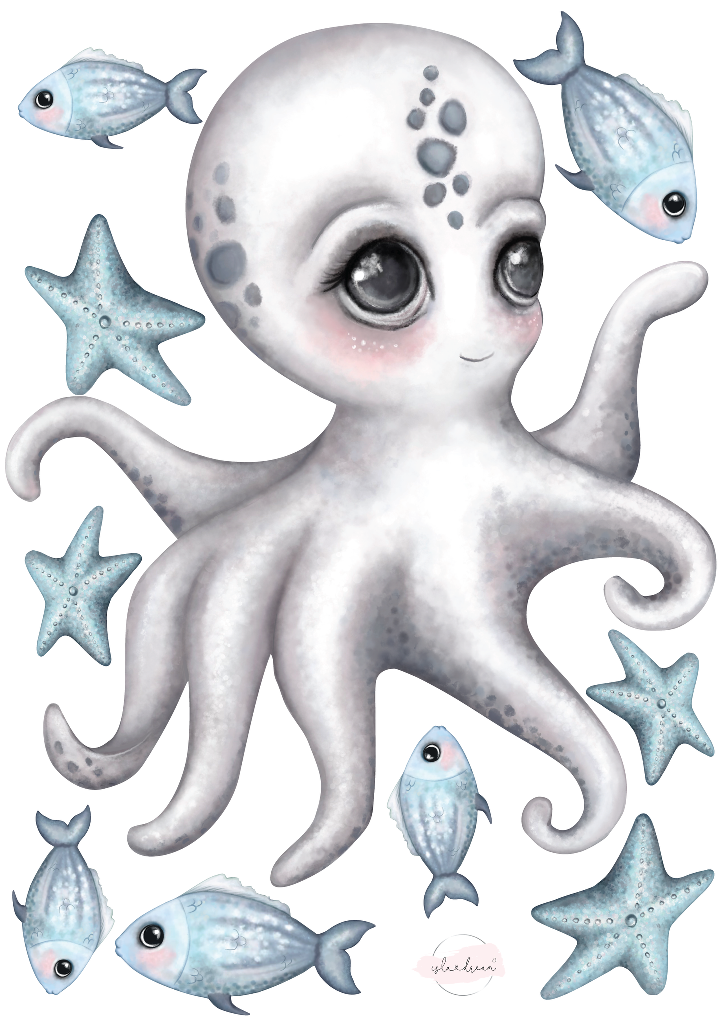 Sea Creatures - Fabric Wall Decals various sizes - Isla Dream Prints