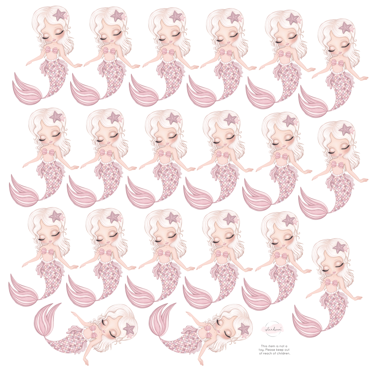 ‘Jasmine’ mermaid Fabric Wall Decals A3 & A2 - Isla Dream Prints