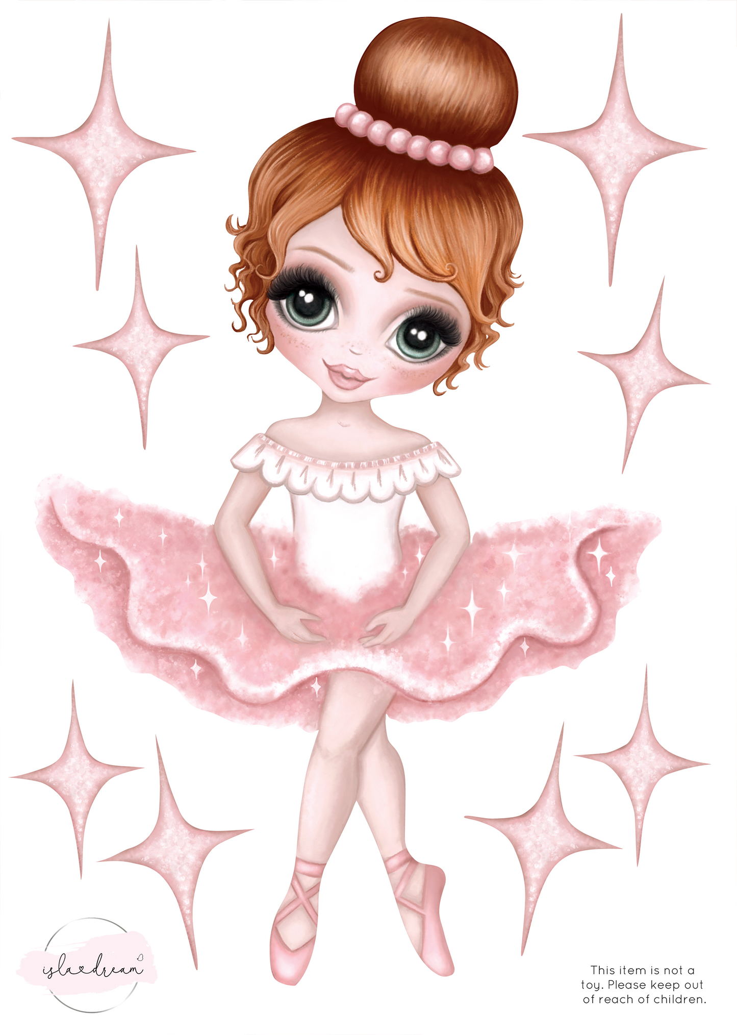 'Ruby the Ballerina' Fabric Wall Decals A4 - Isla Dream Prints