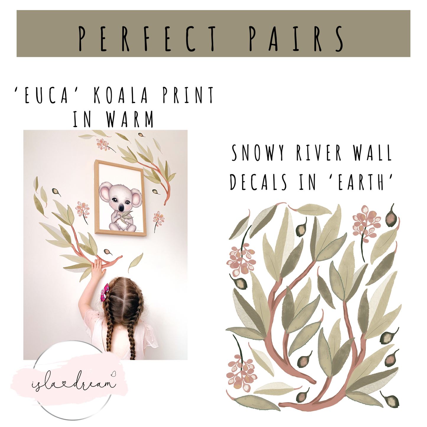 ‘Snowy River’ gum leaves- Fabric Wall Decals - Isla Dream Prints