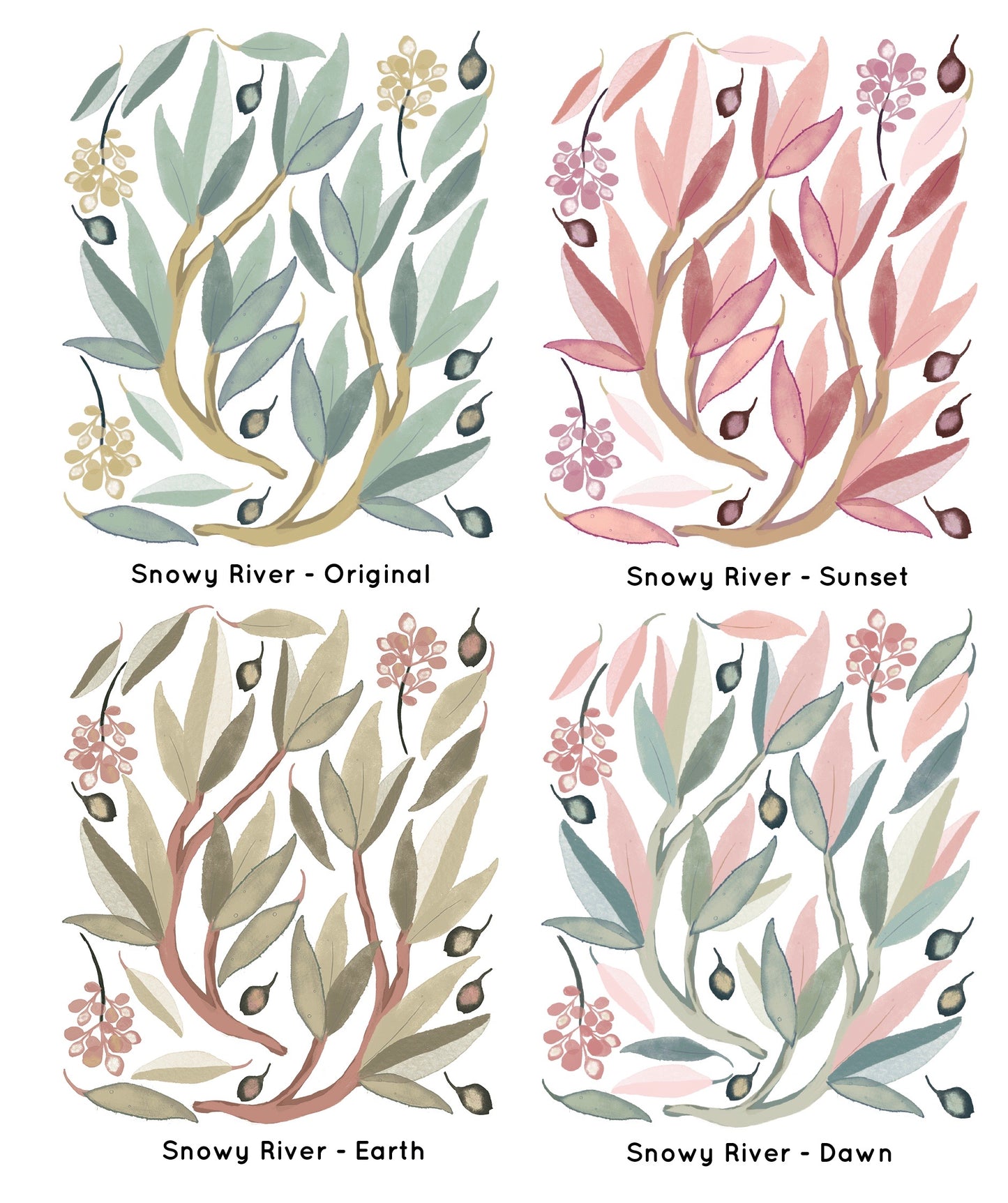 ‘Snowy River’ gum leaves- Fabric Wall Decals - Isla Dream Prints