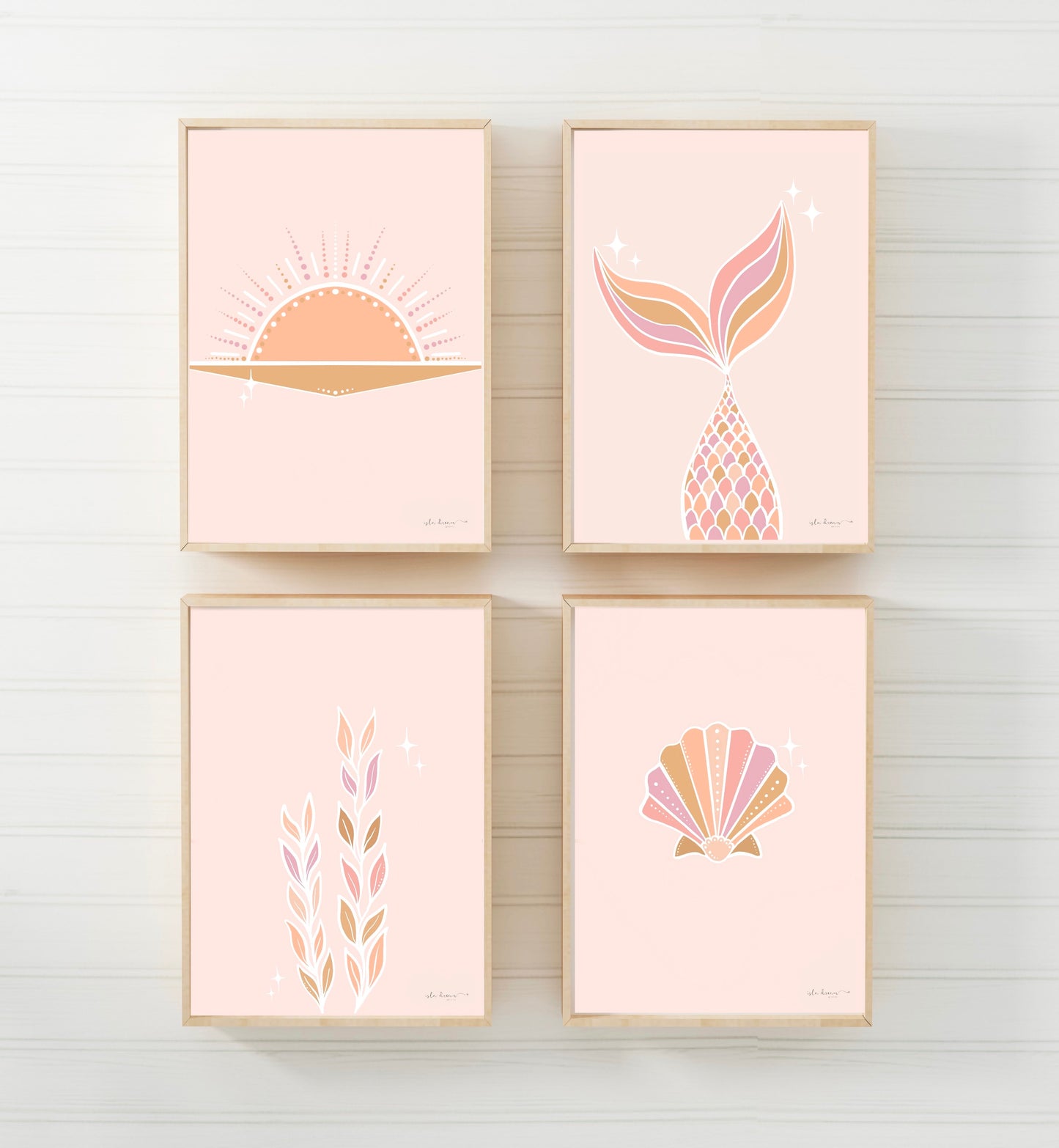 Boho Mermaid Tail Print - Peach & Pink
