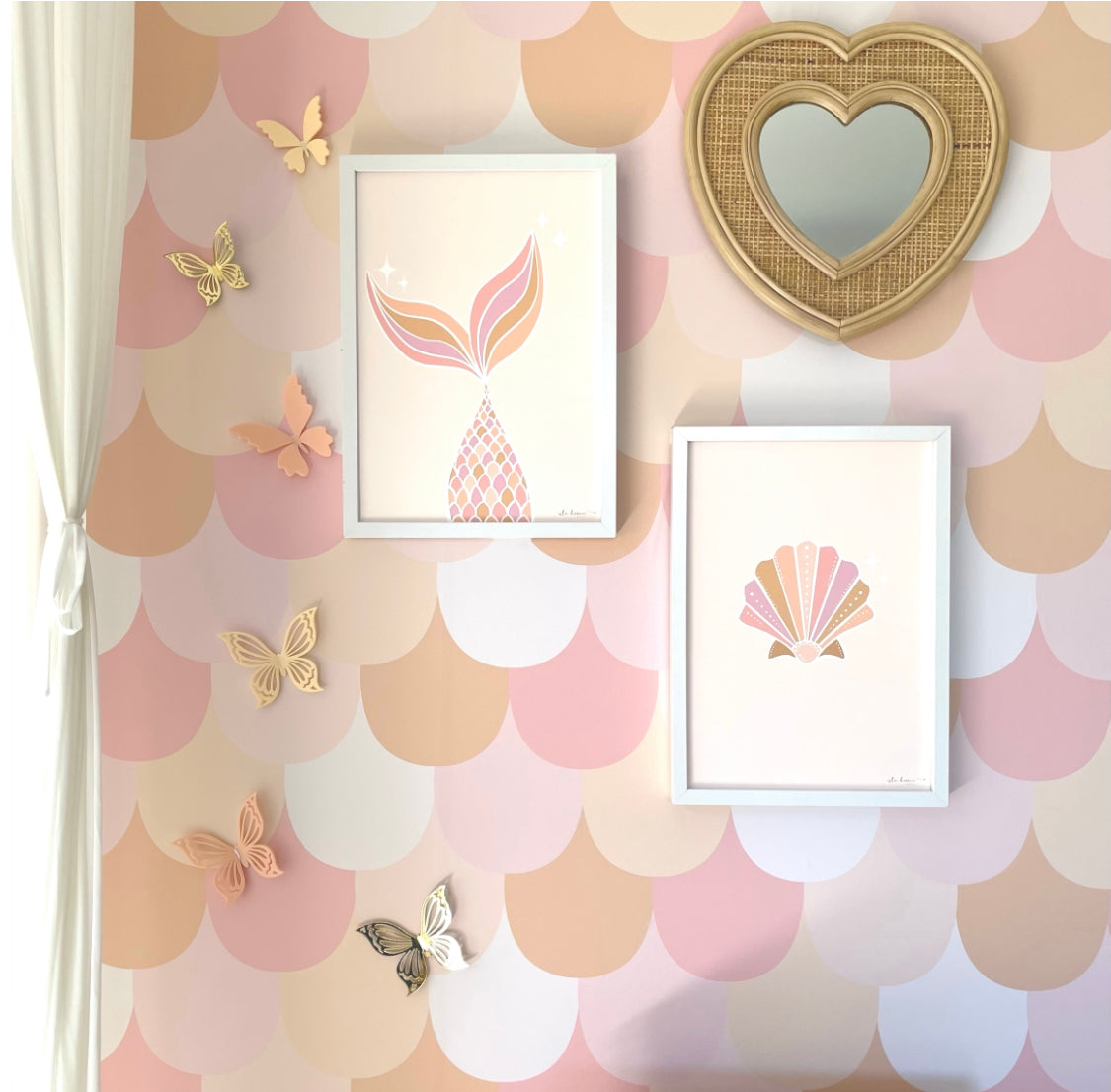 Boho Clam Shell Print - Peach & Pink