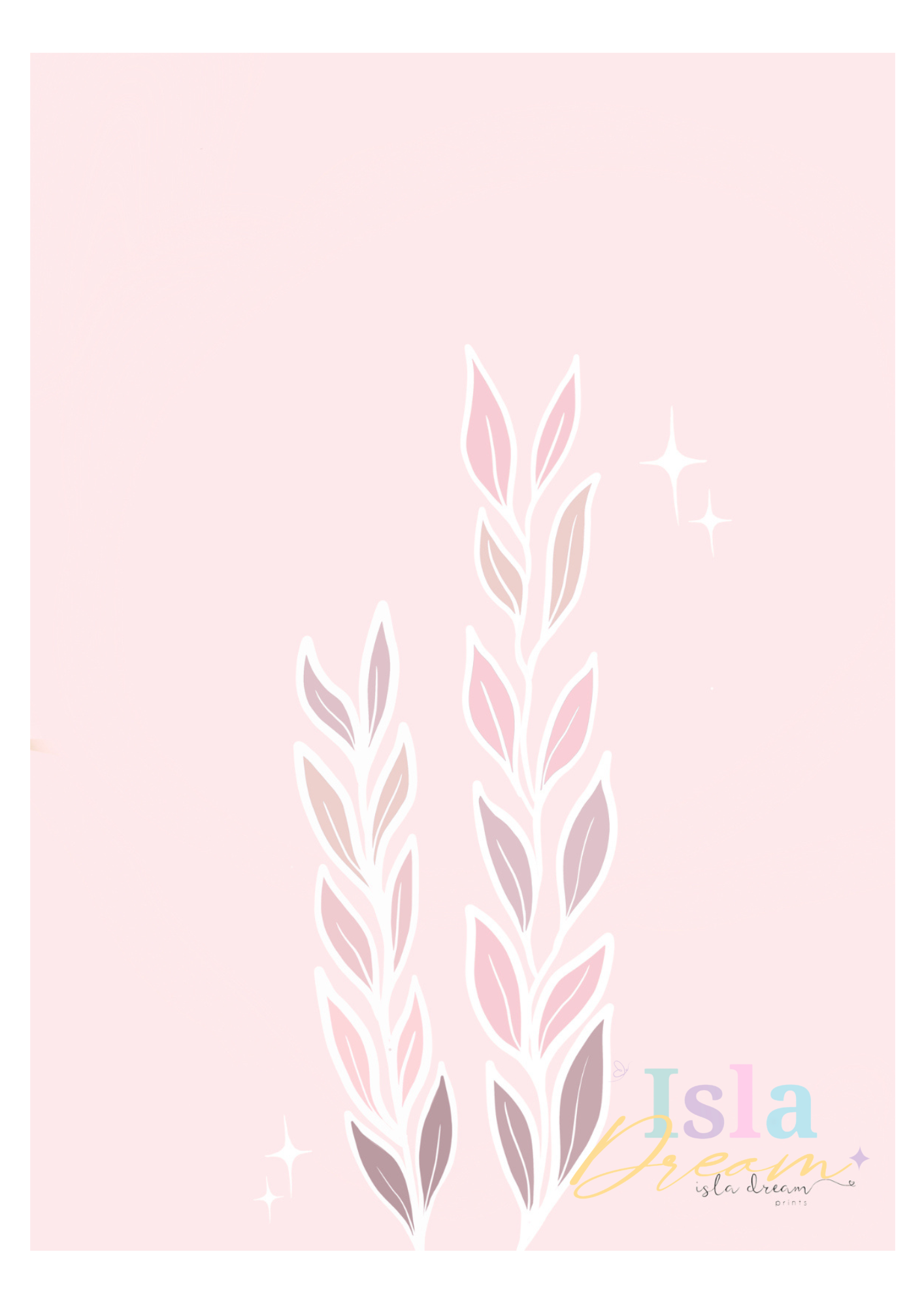 Boho Seagrass Print - Peach & Pink