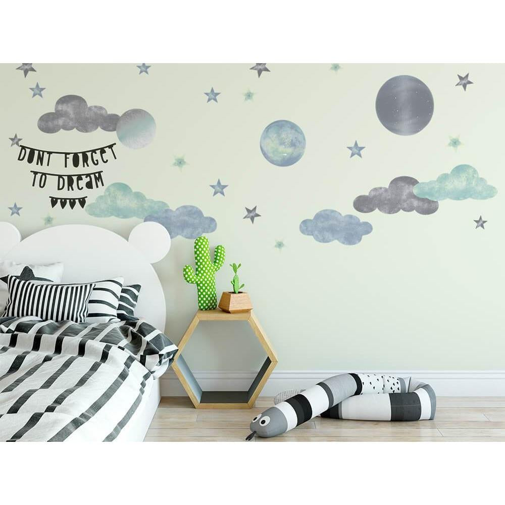 ‘Interstellar’ cloud, planet, star -Fabric wall decals - Isla Dream Prints