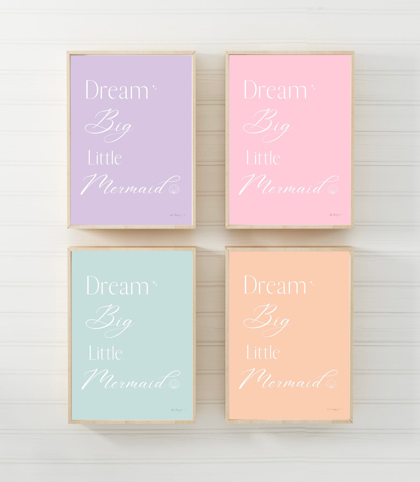 Dream Big Little Mermaid Quote Print - Purple, Pink, Peach & Mint