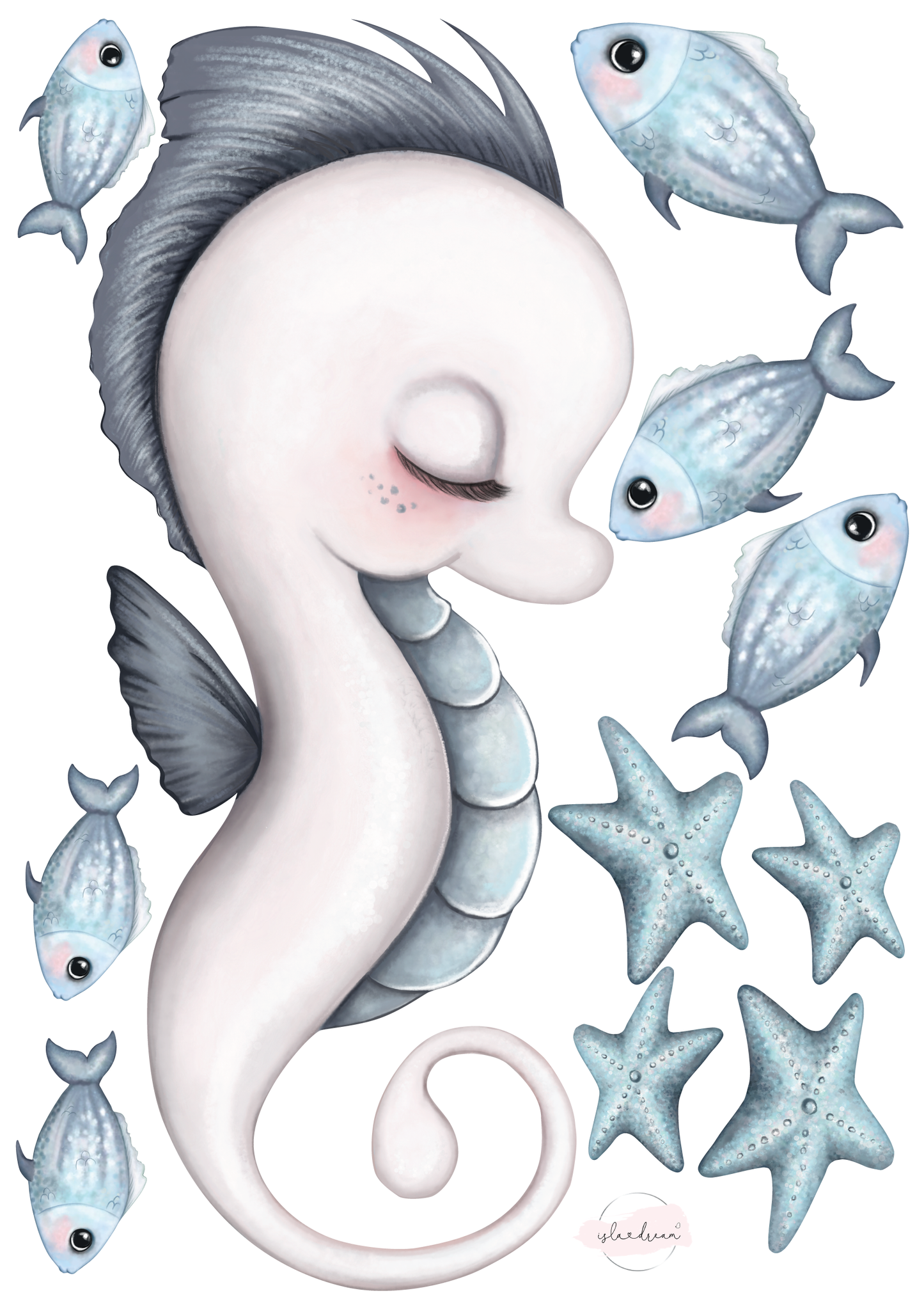 Sea Creatures - Fabric Wall Decals various sizes - Isla Dream Prints