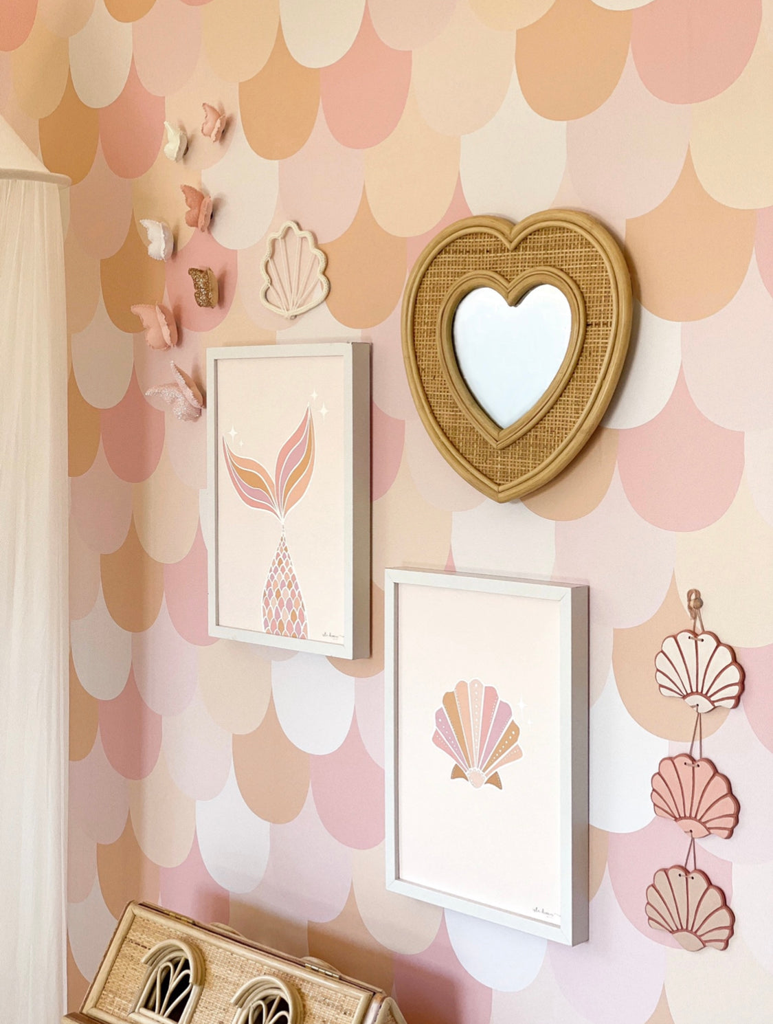 Boho Mermaid Tail Print - Peach & Pink