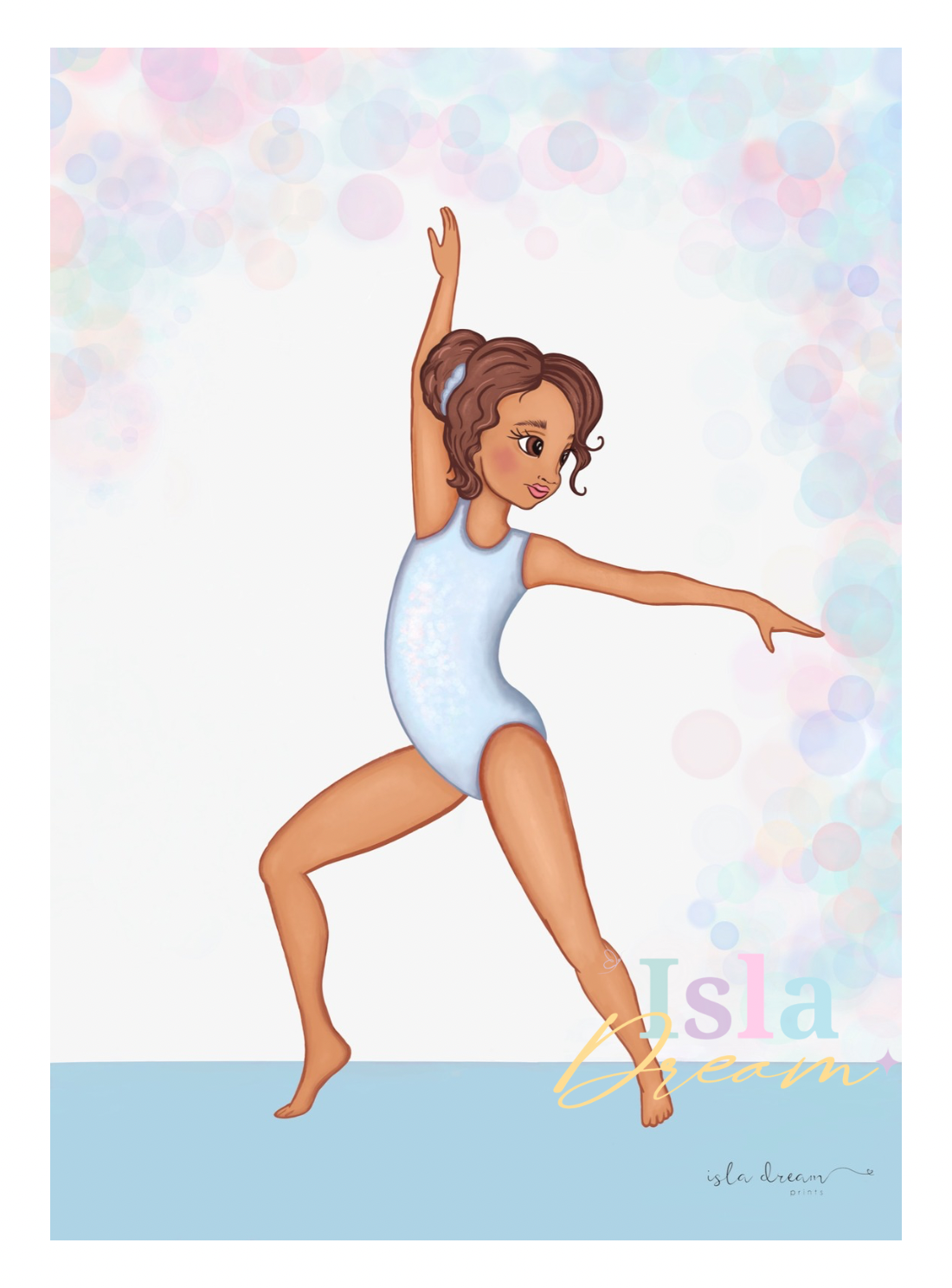Gymnastics girls and quote print- blue