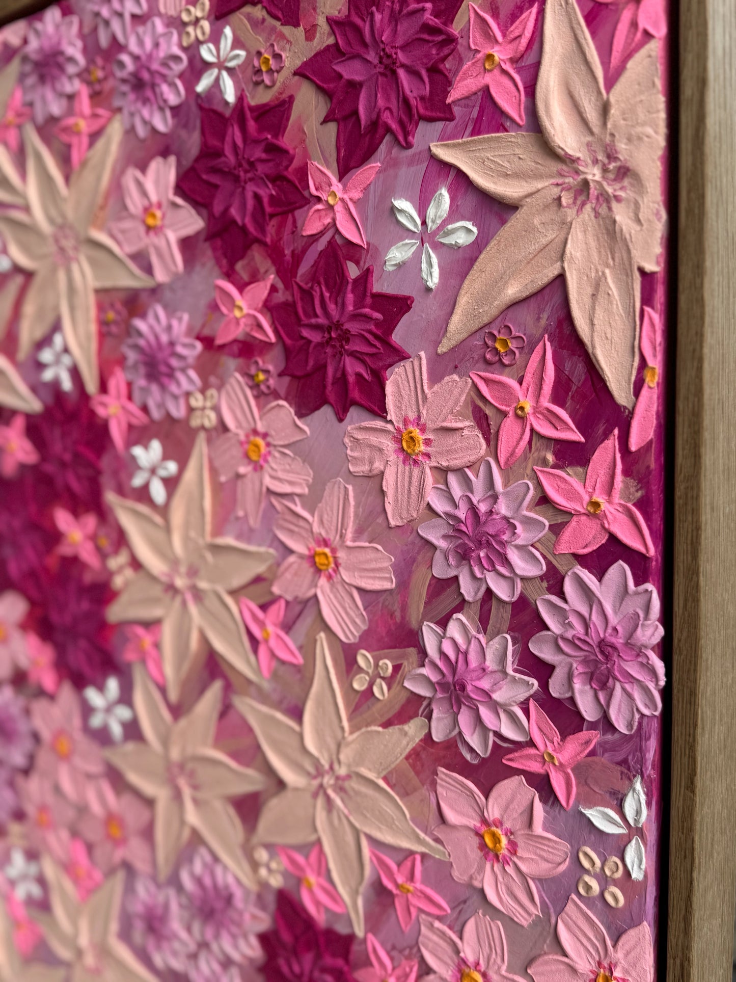 ‘Blushberry’- Textured floral art on canvas