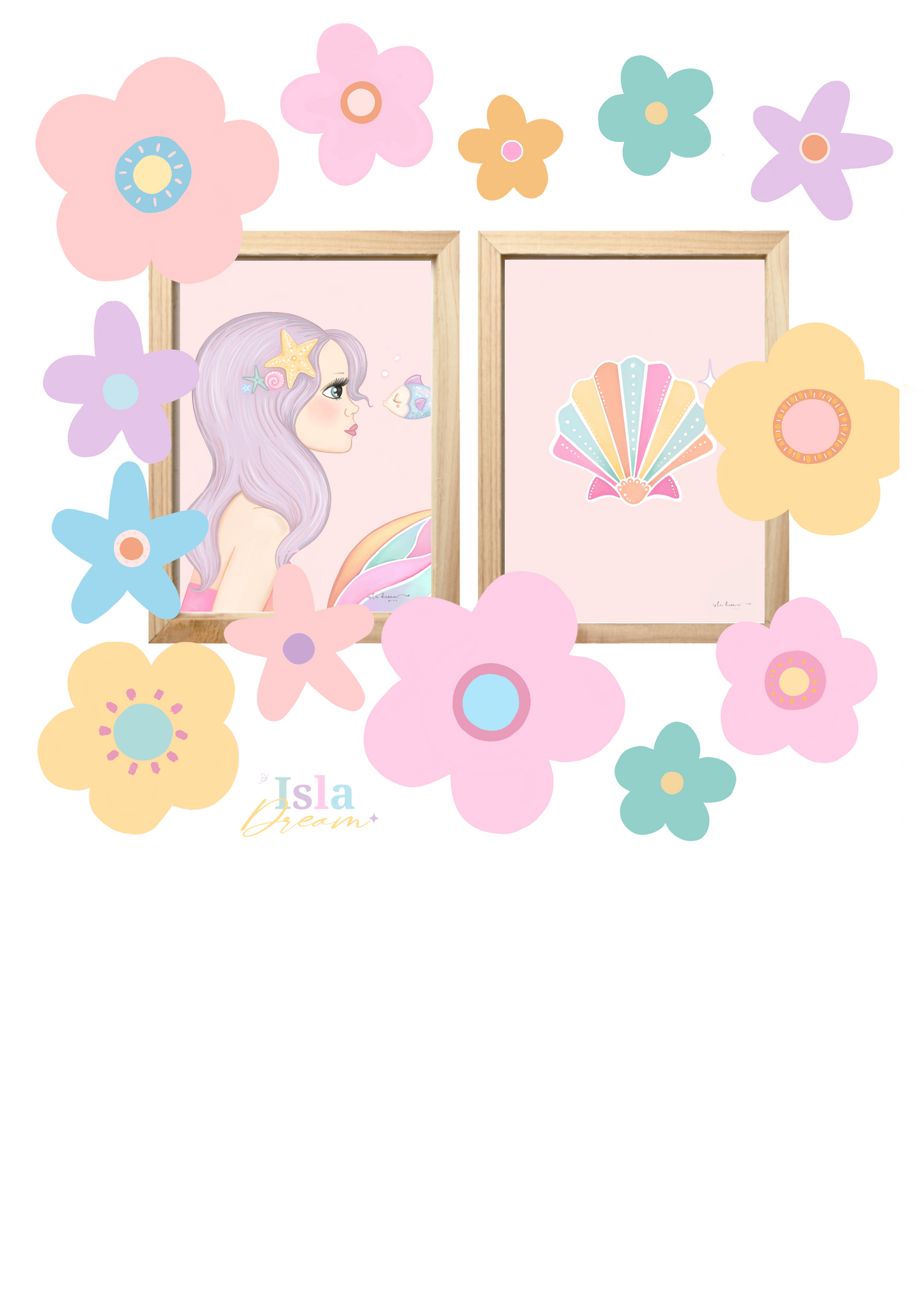 Pastel Rainbow Flower Wall Decals - Mini & Midi