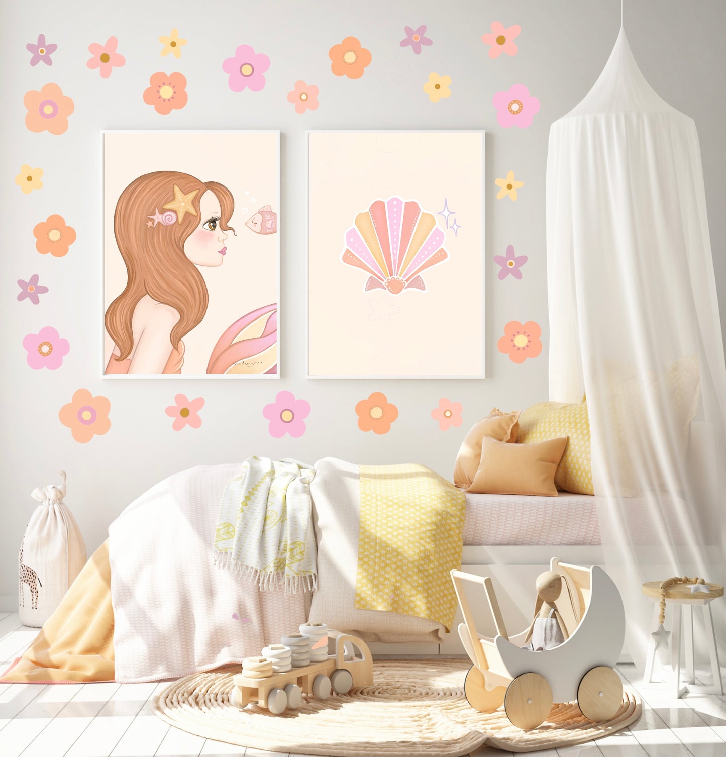 Lorelei Peaches Flower Wall Decals - Mini & Midi