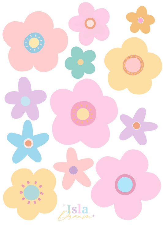 Pastel Rainbow Flower Wall Decals - Mini & Midi