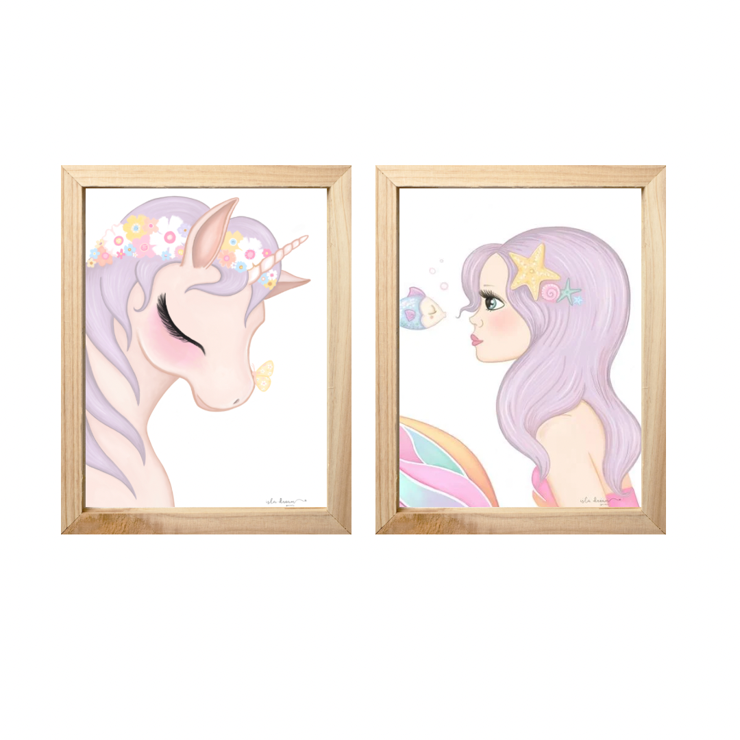 Mila the Unicorn Print - Lilac