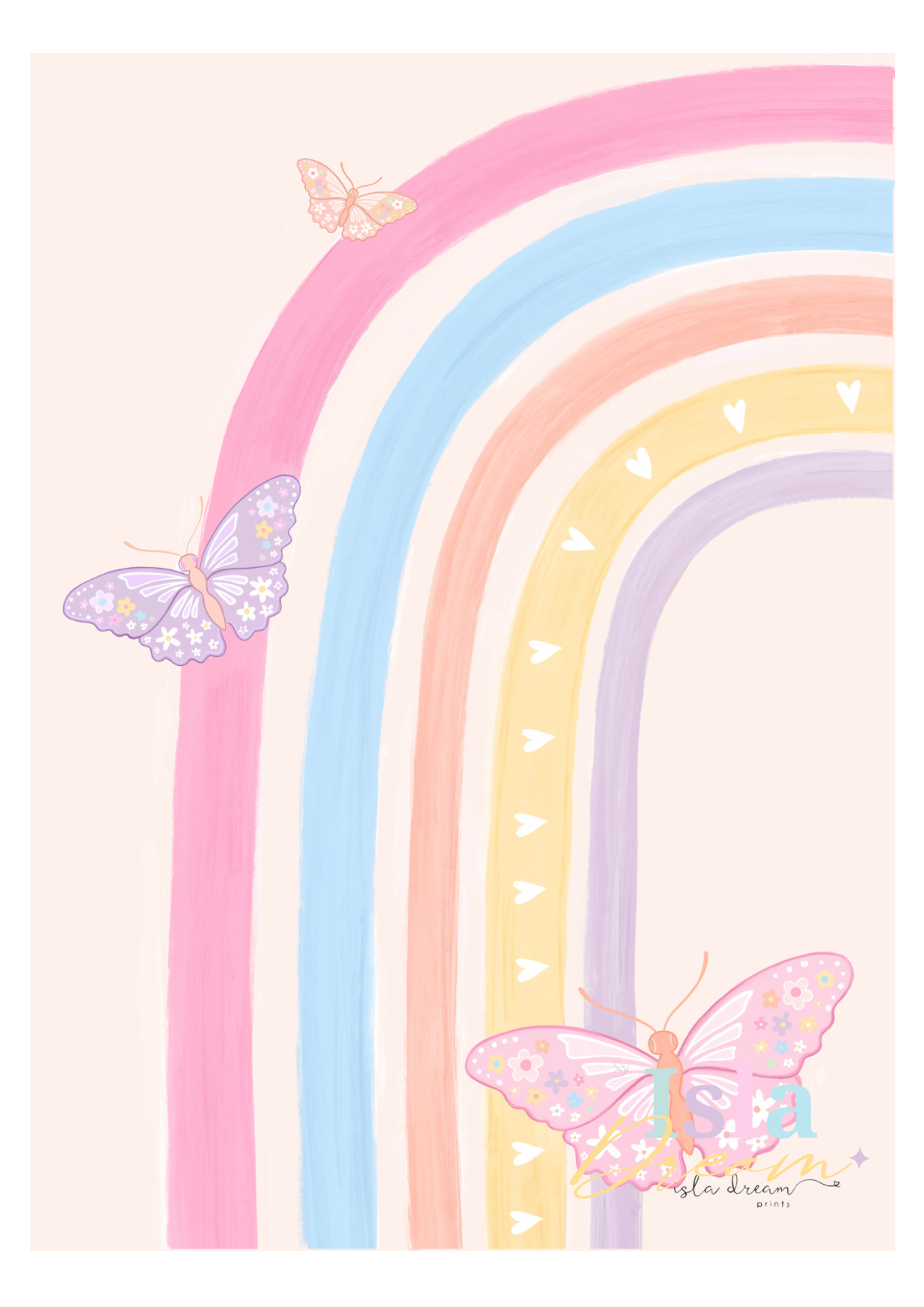 Butterfly Rainbow Print - Pastel