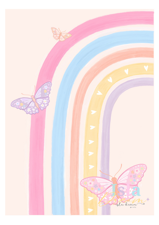 Butterfly Rainbow Print - Pastel