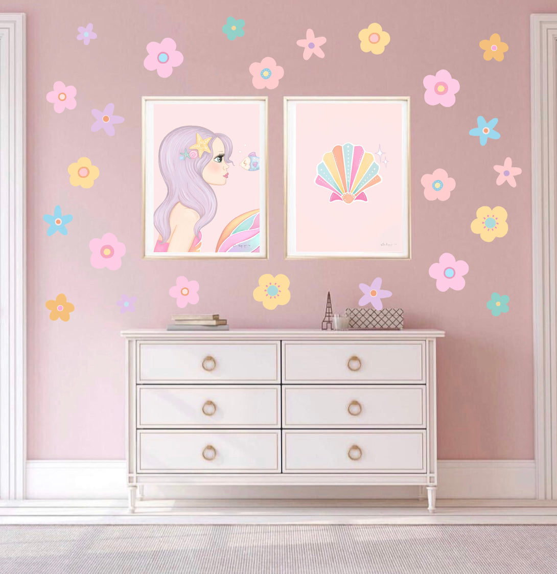 Pastel Rainbow Flower Wall Decals - Mini & Midi
